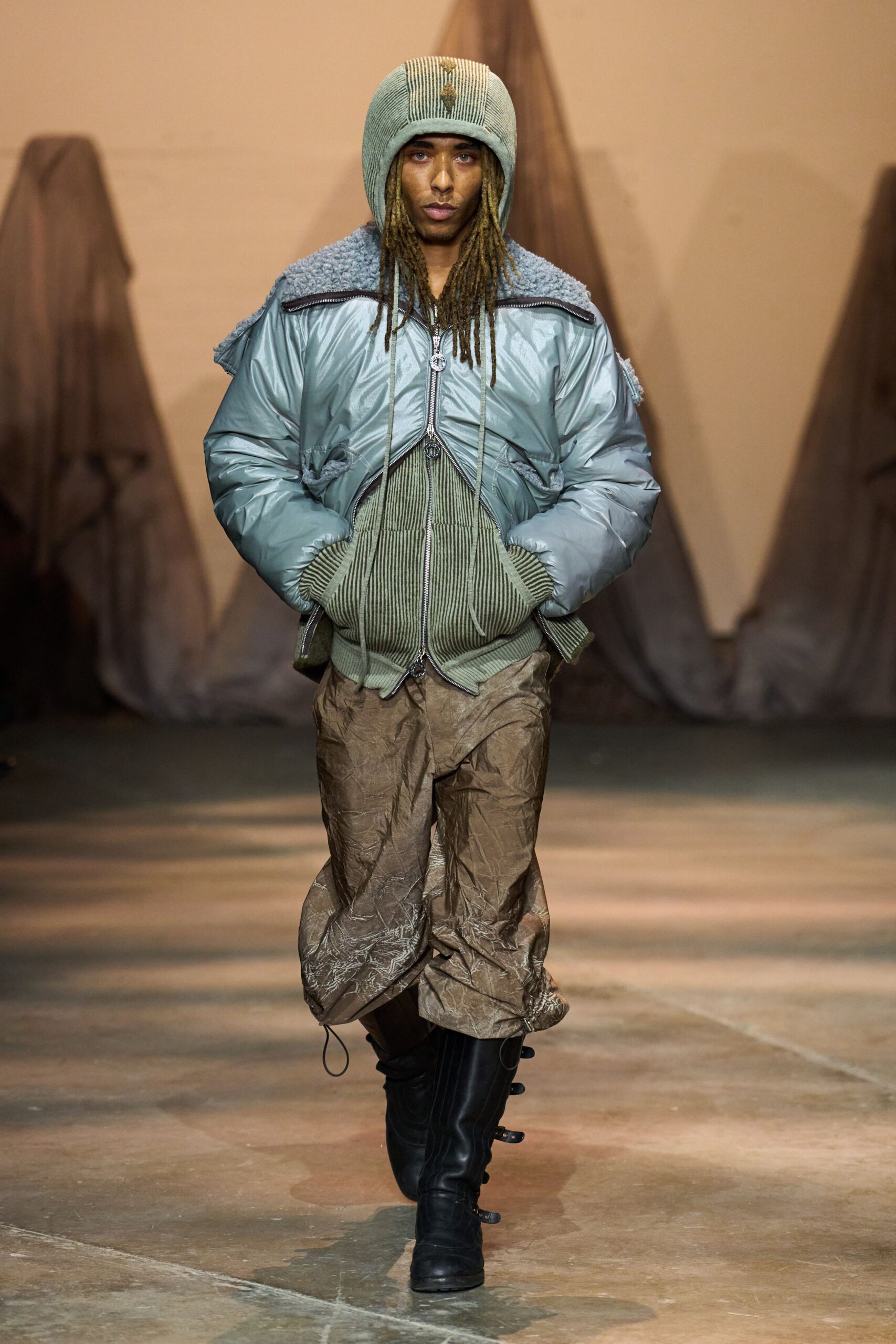 gray relaxed jacket with hood