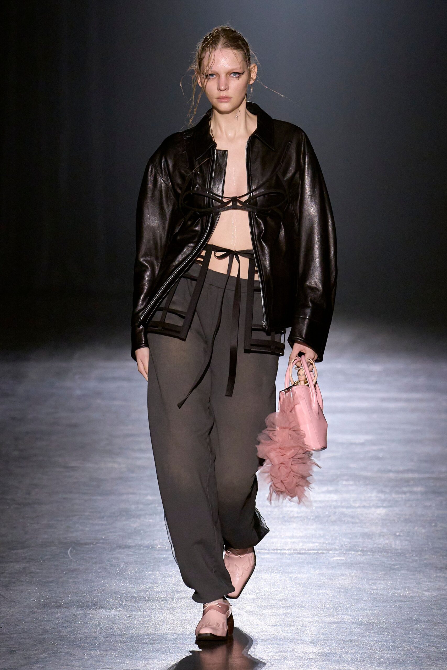 black leather oversized jacket