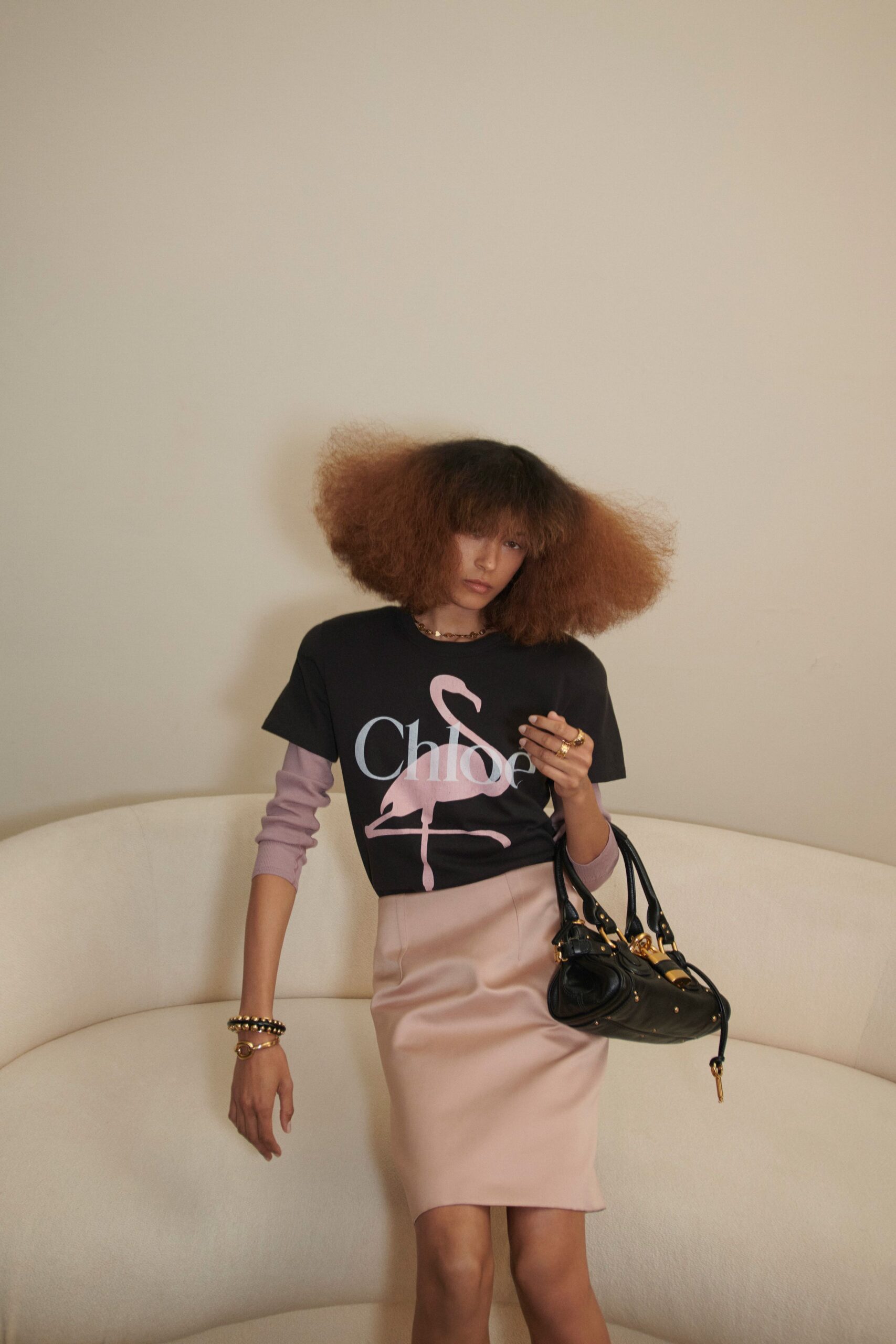 black cotton short-sleeve scoop-neck oversized printed cropped t-shirt