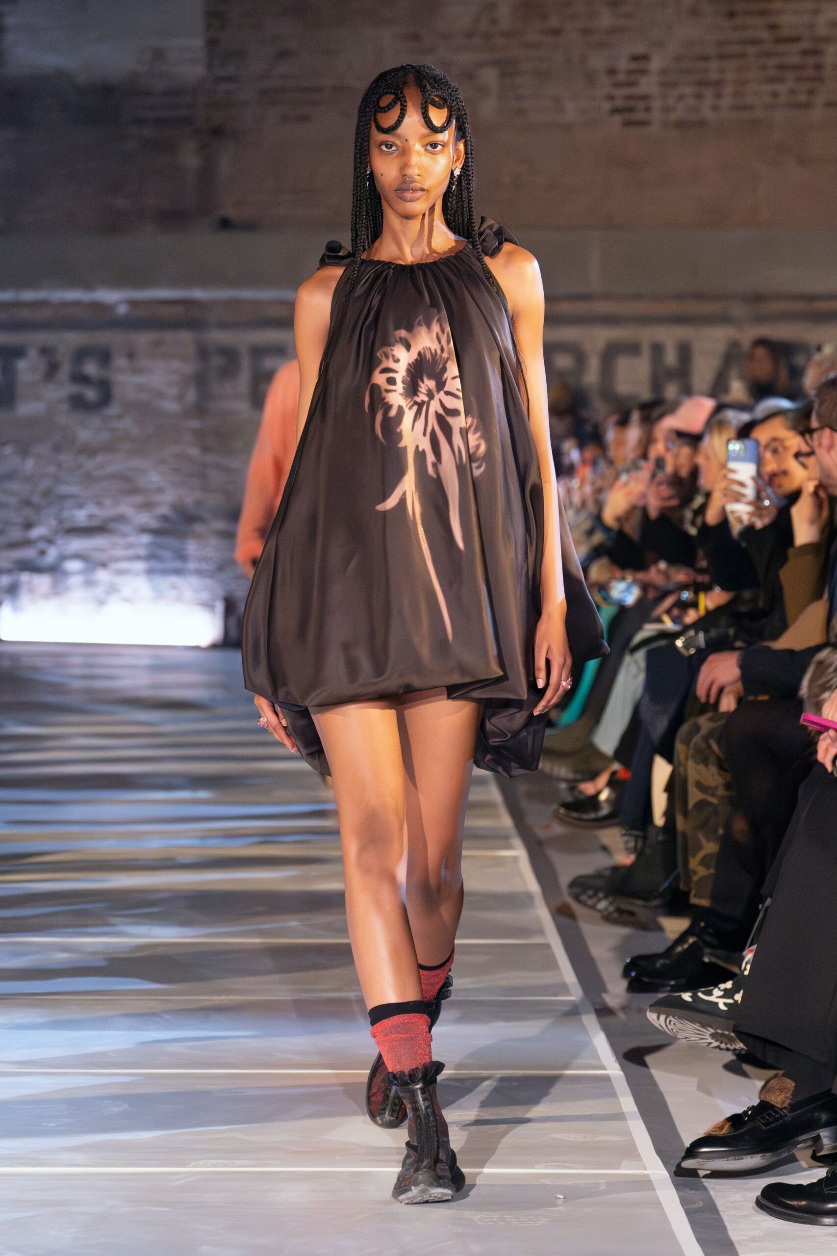 black silk relaxed mini dress
