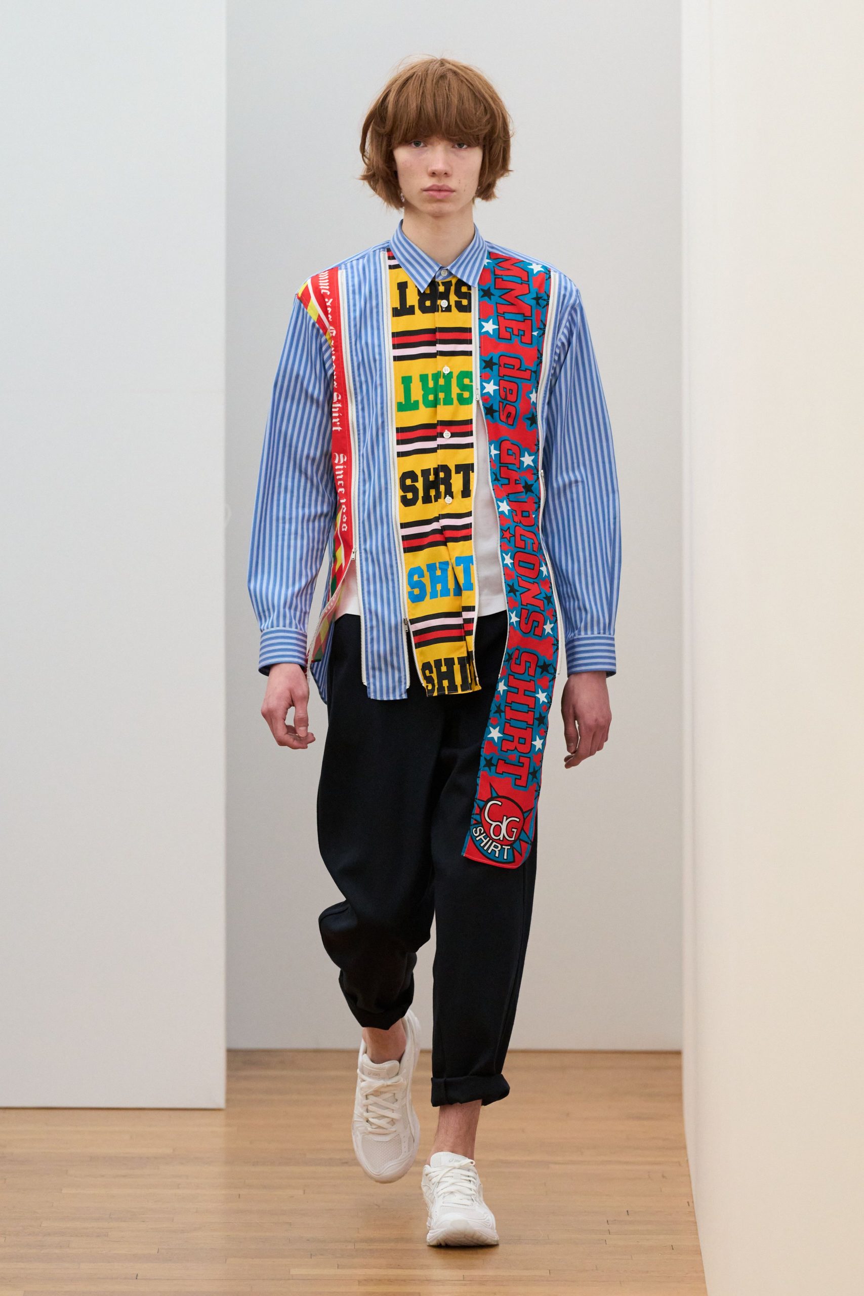 colorful printed shirt with relaxed pants