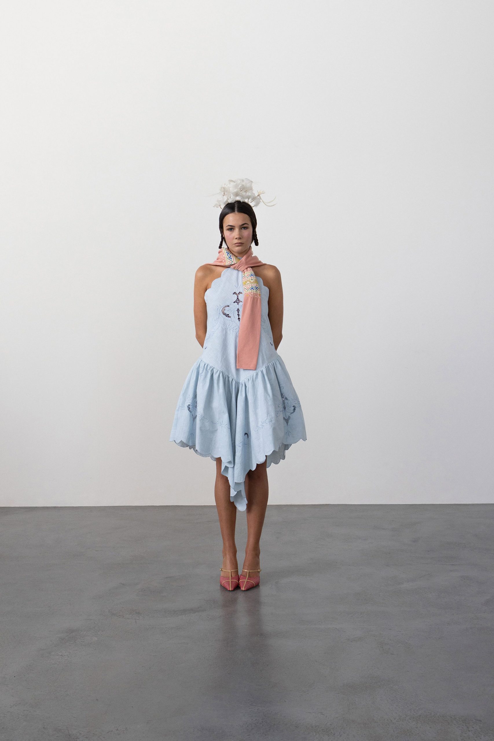 blue cotton sleeveless mini dress