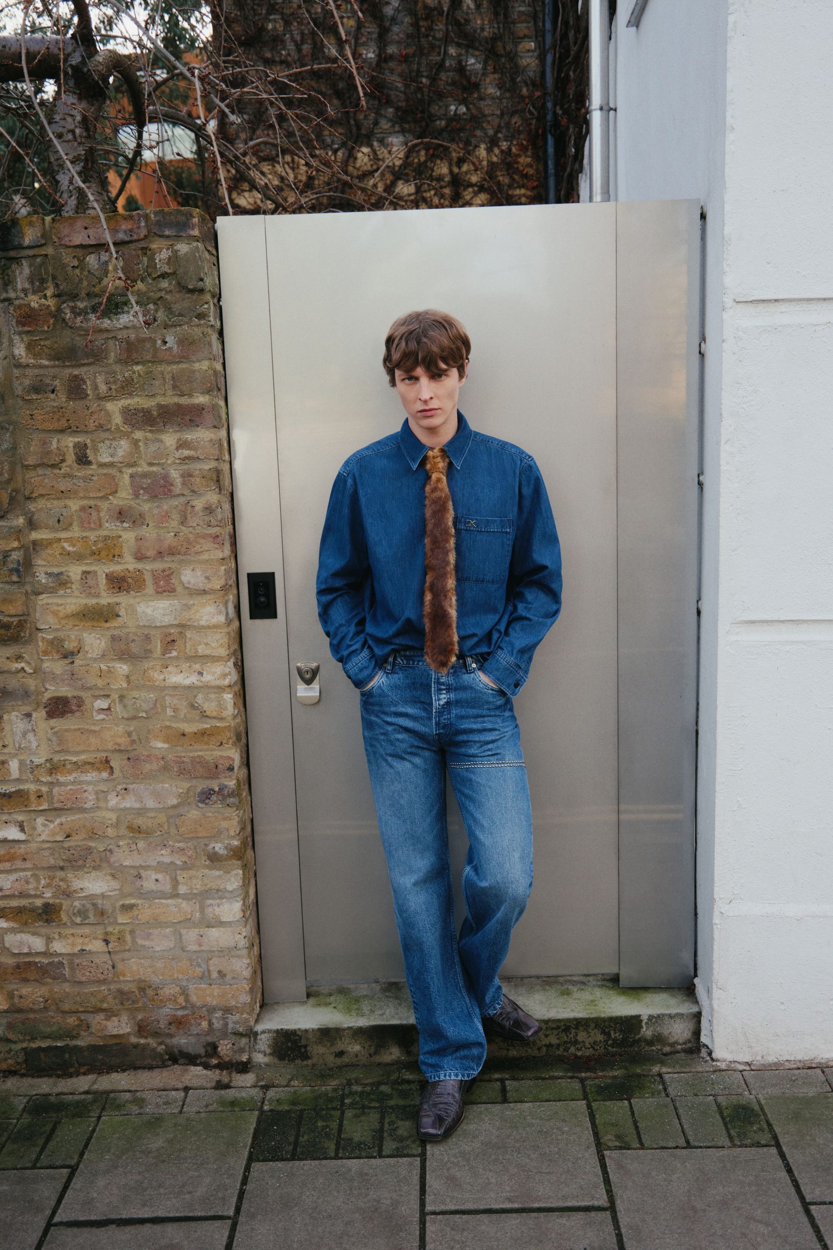 blue denim shirt and pants