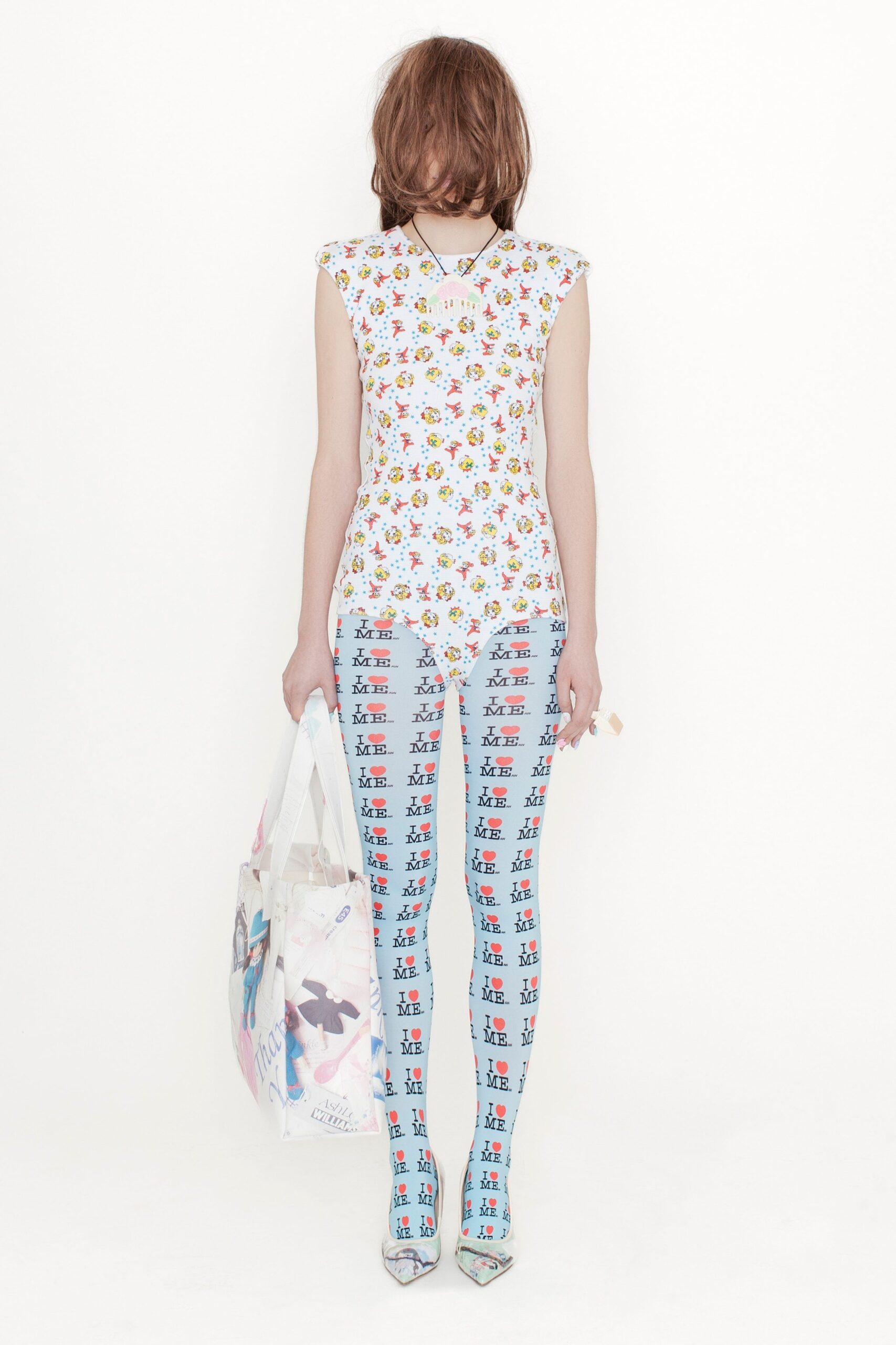blue cotton fitted printed leggings