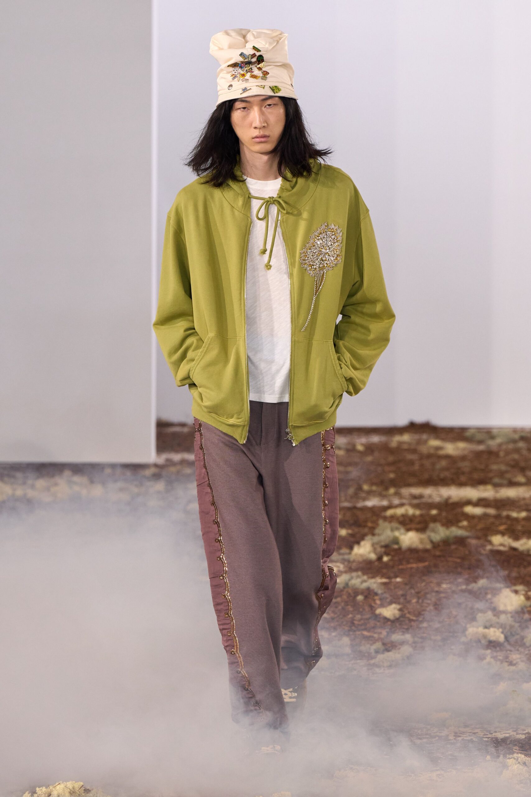 purple cotton relaxed patchwork embellished pants