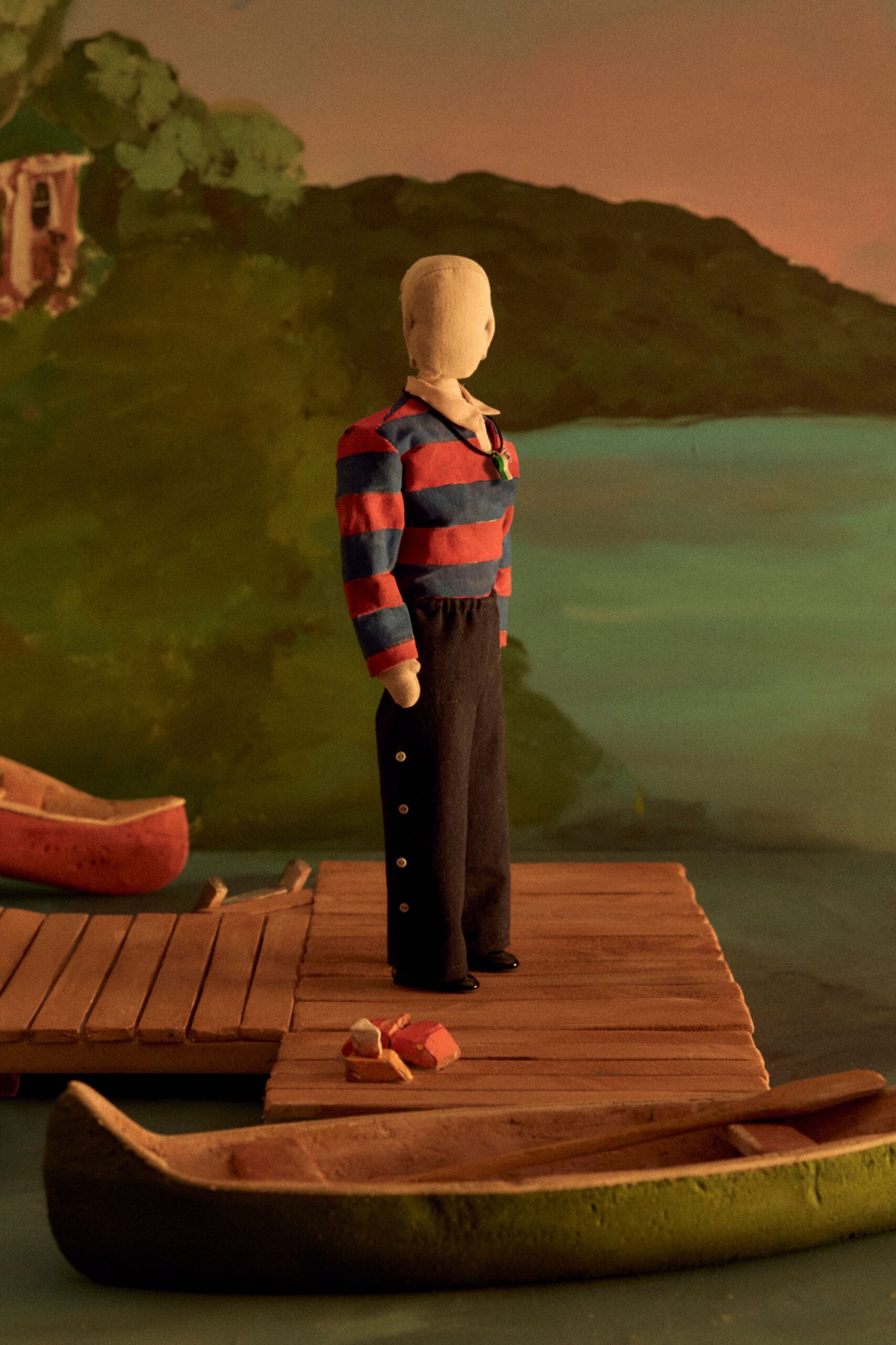 striped shirt and black pants
