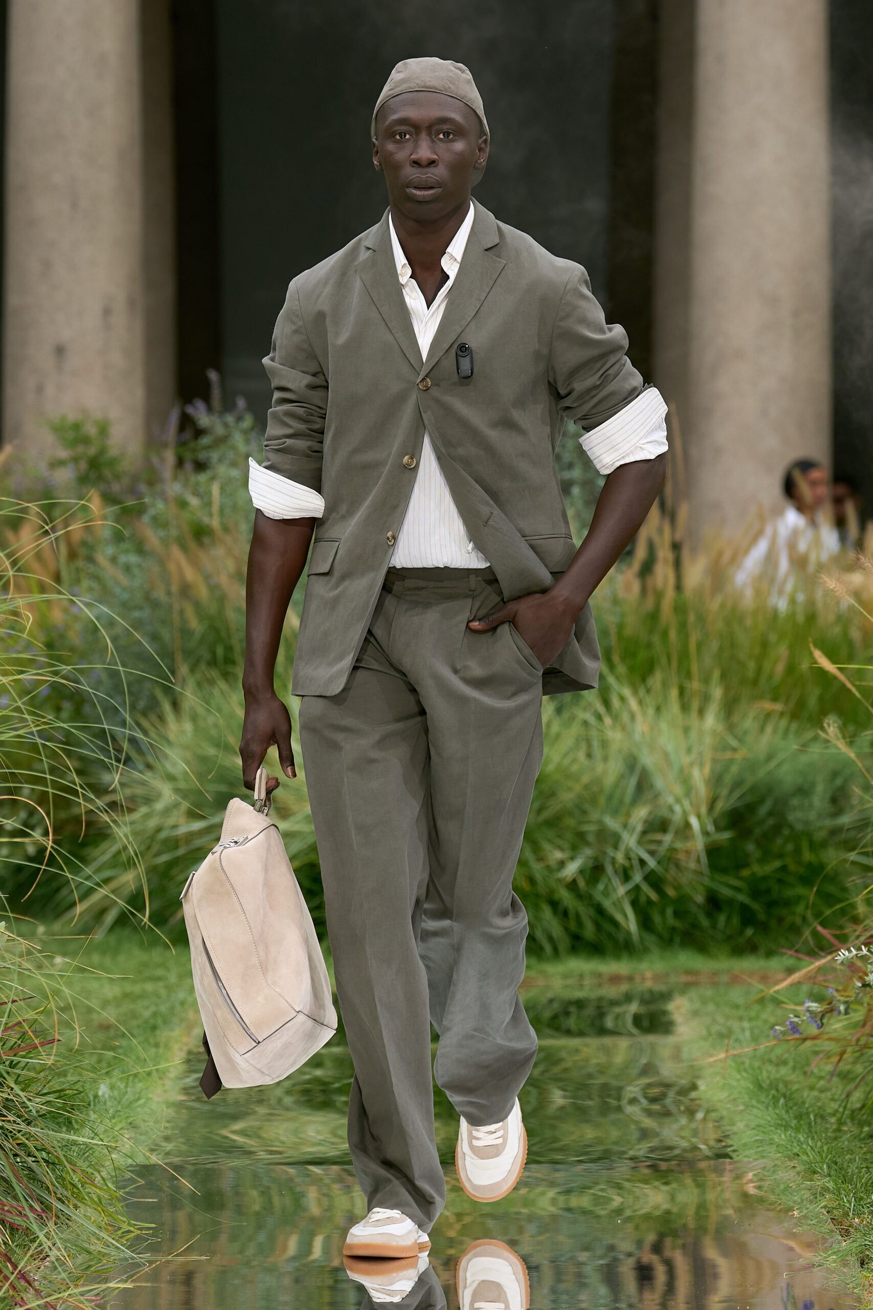 gray tailored suit with white shirt