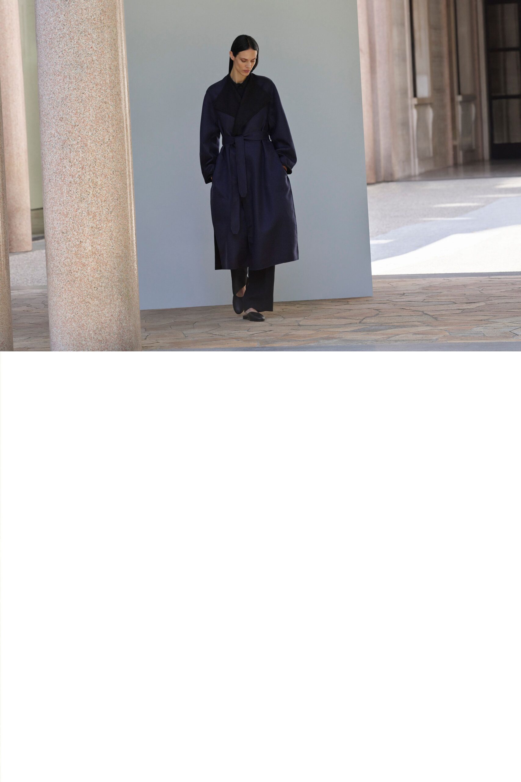 black silk belted coat