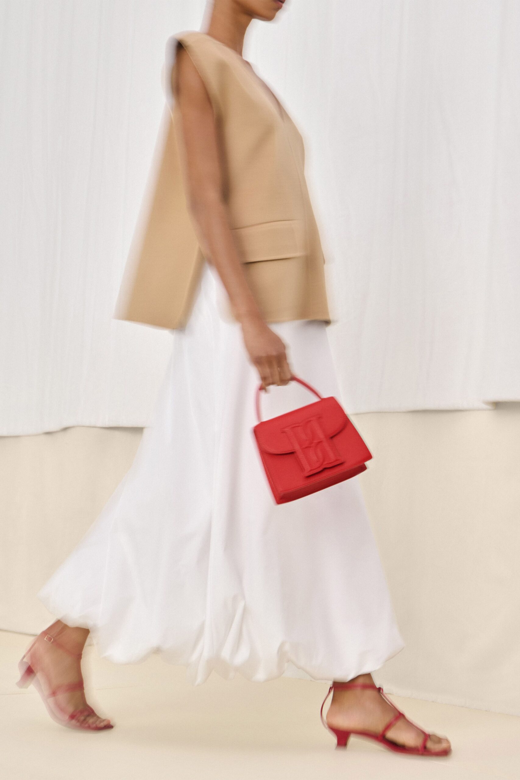 red leather structured bag
