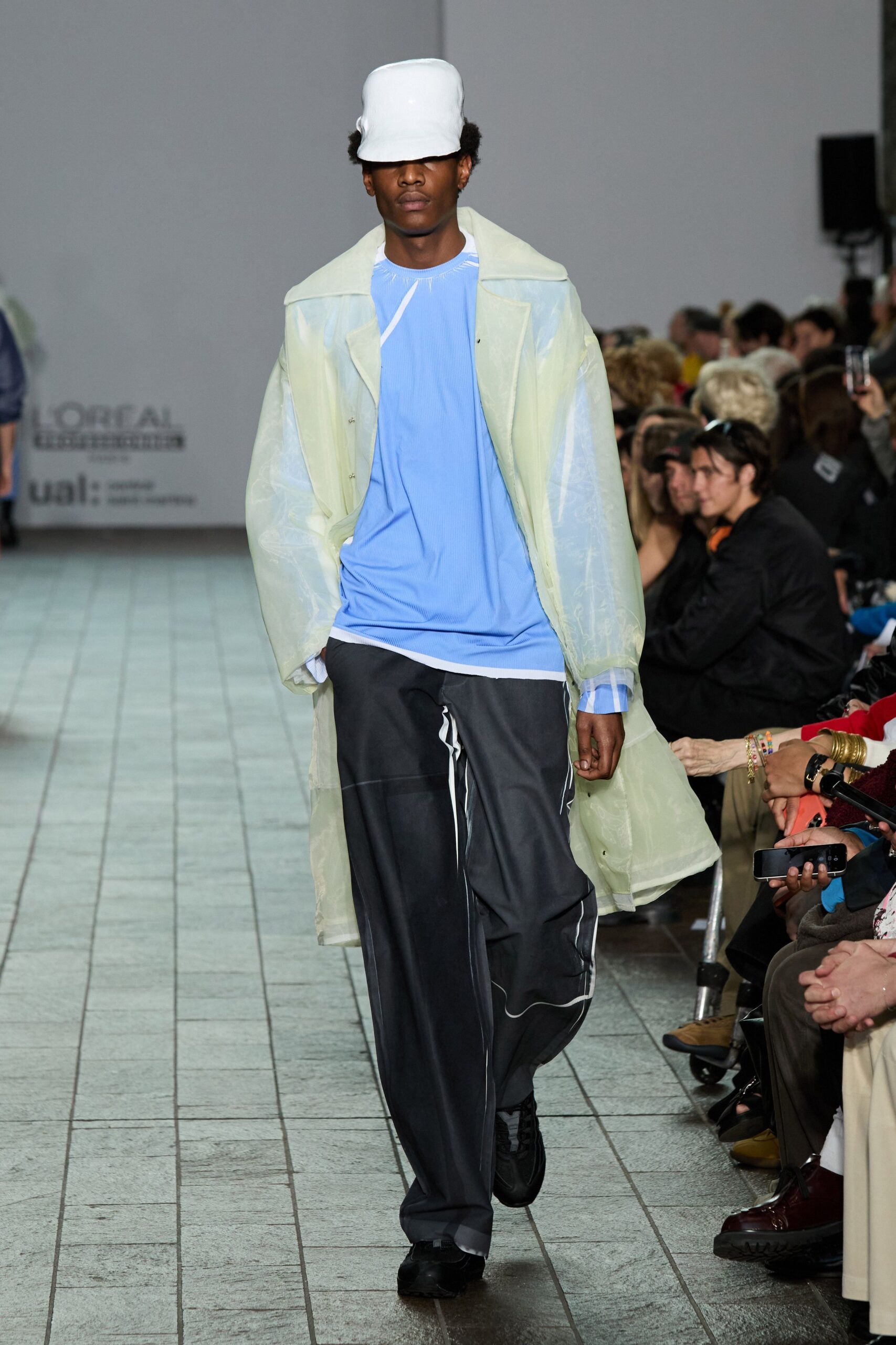 clear vinyl long-sleeve collared relaxed layered sheer coat