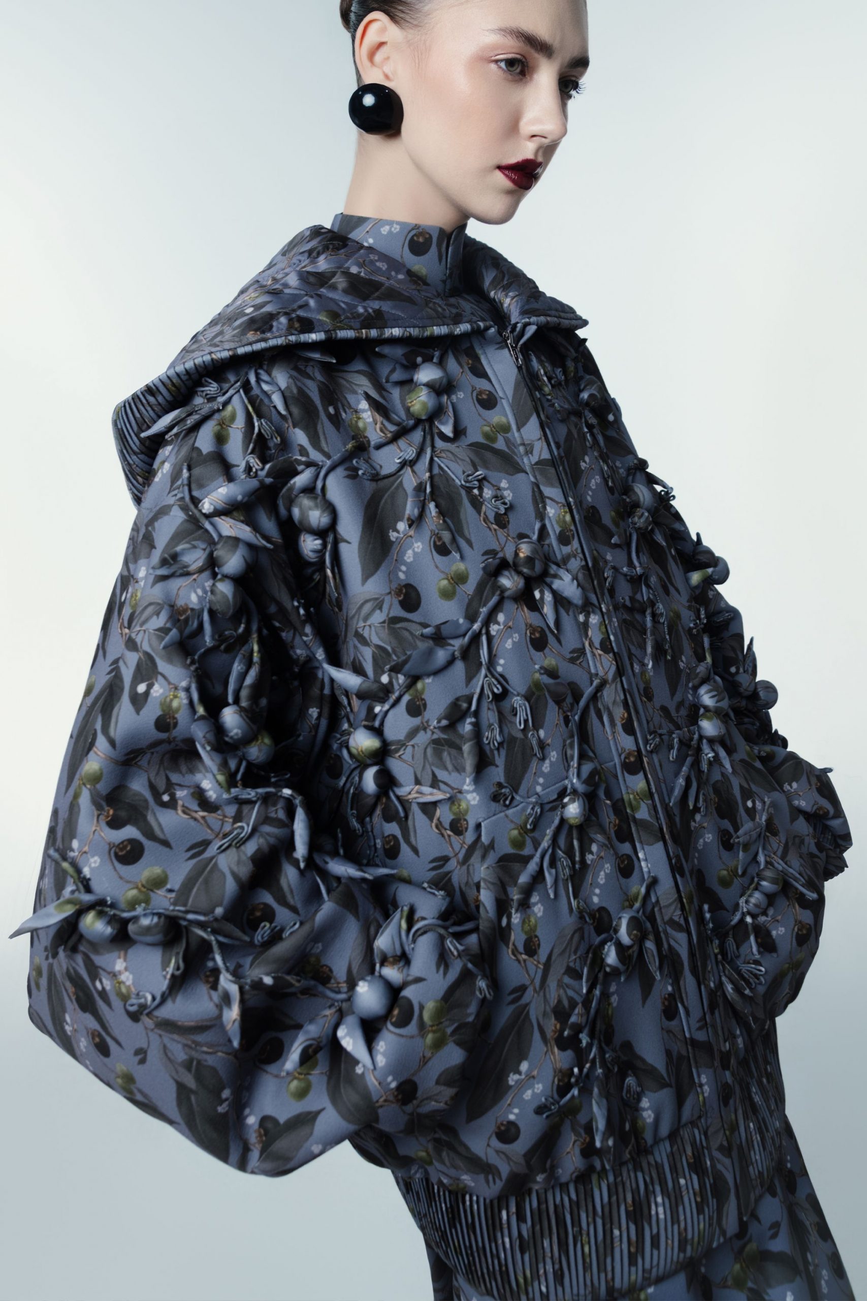 oversized floral hooded jacket