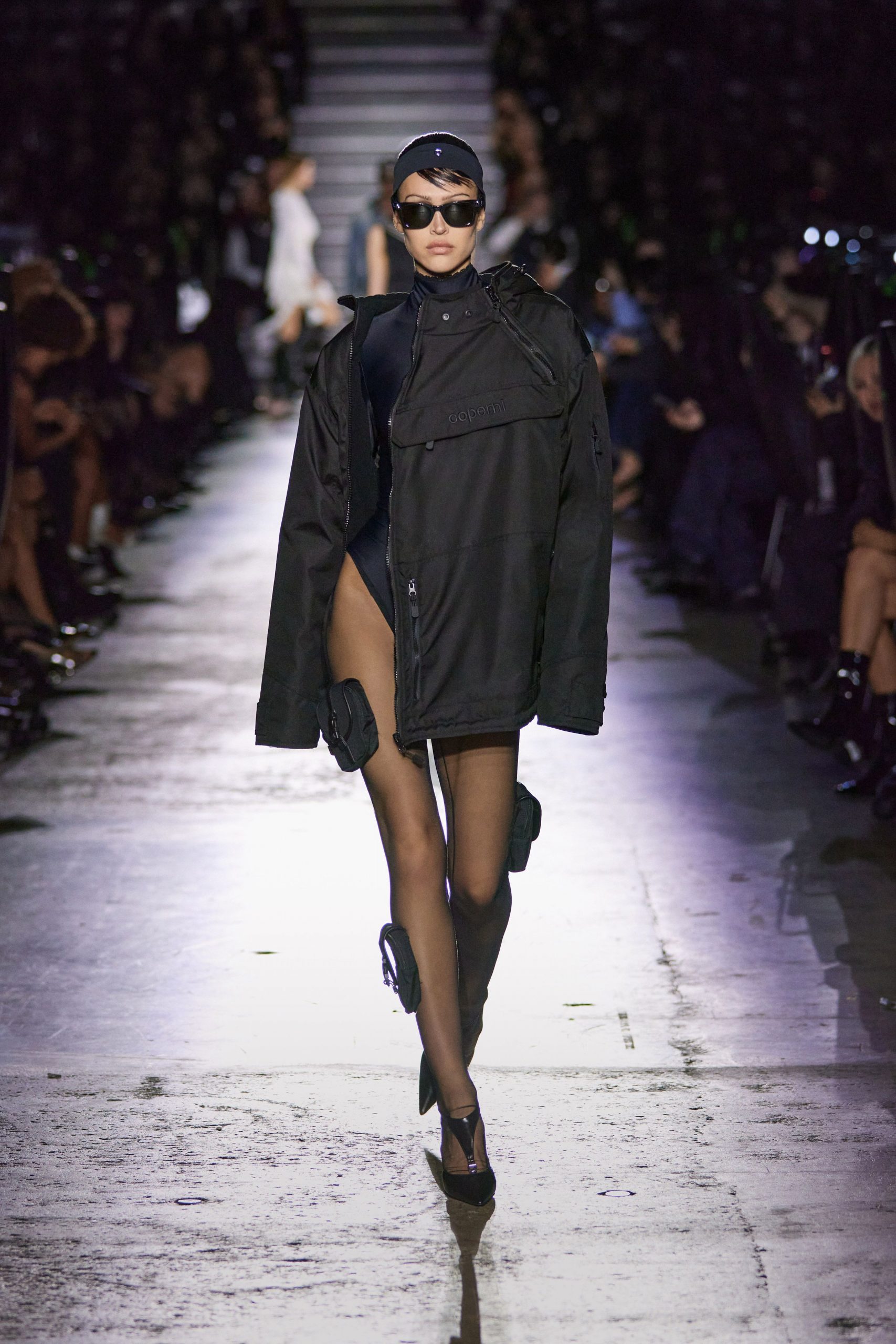 black oversized jacket with bodysuit