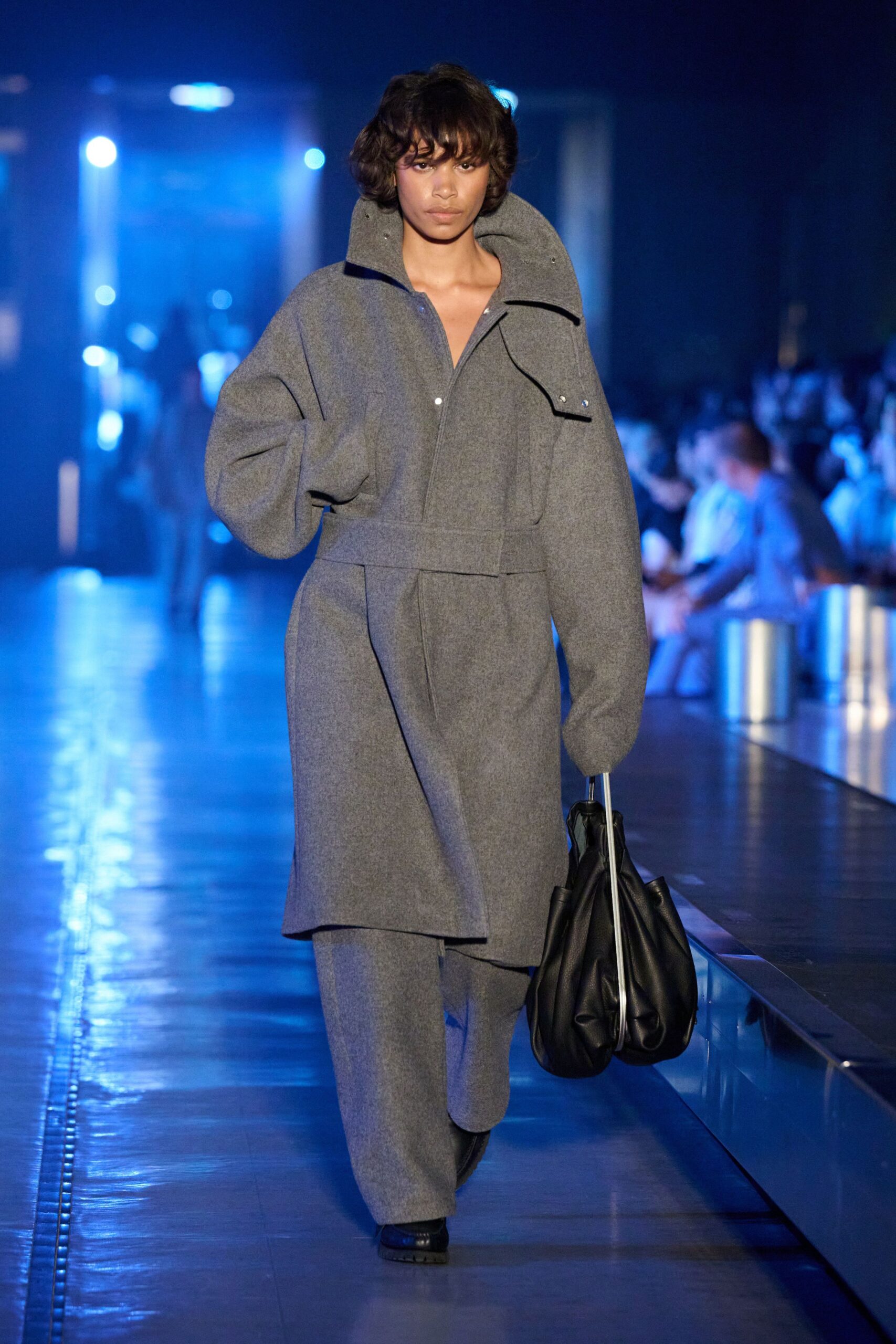 gray wool coat and pants