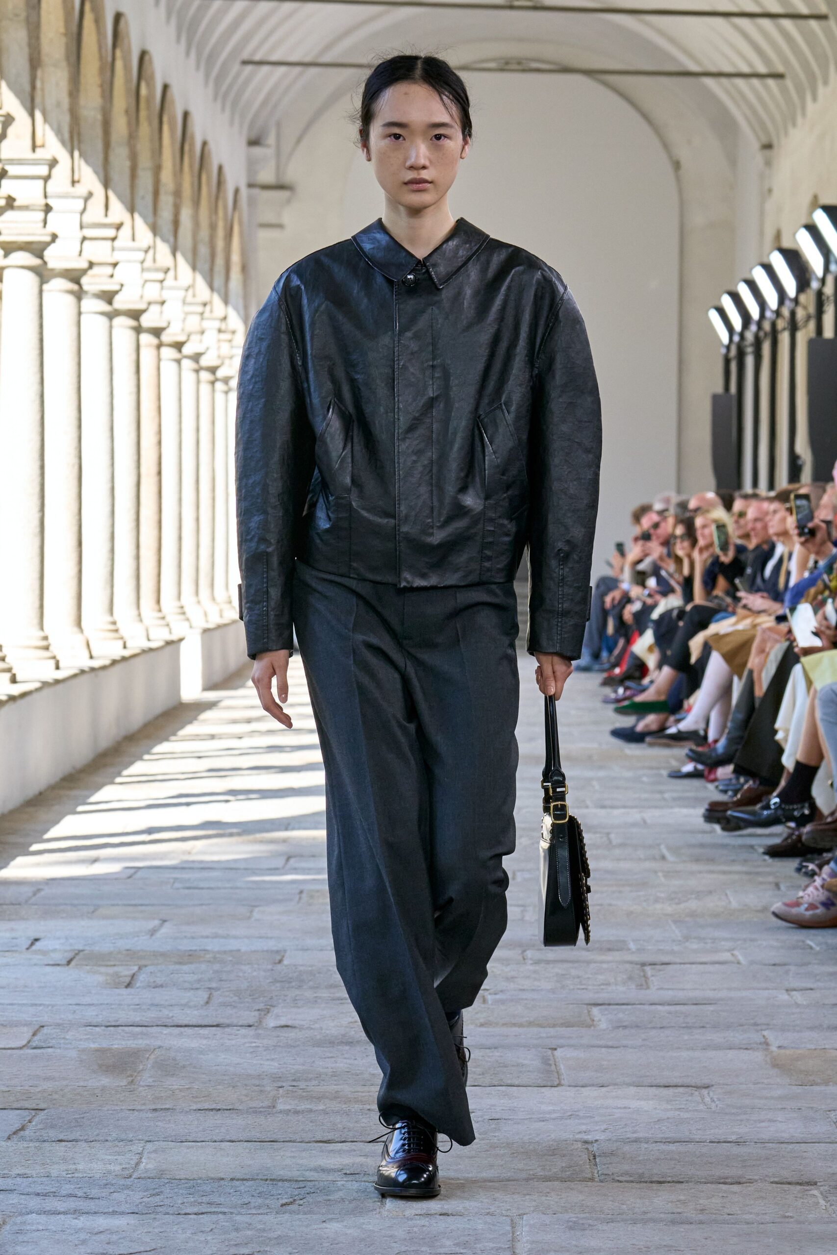 black leather jacket and pants