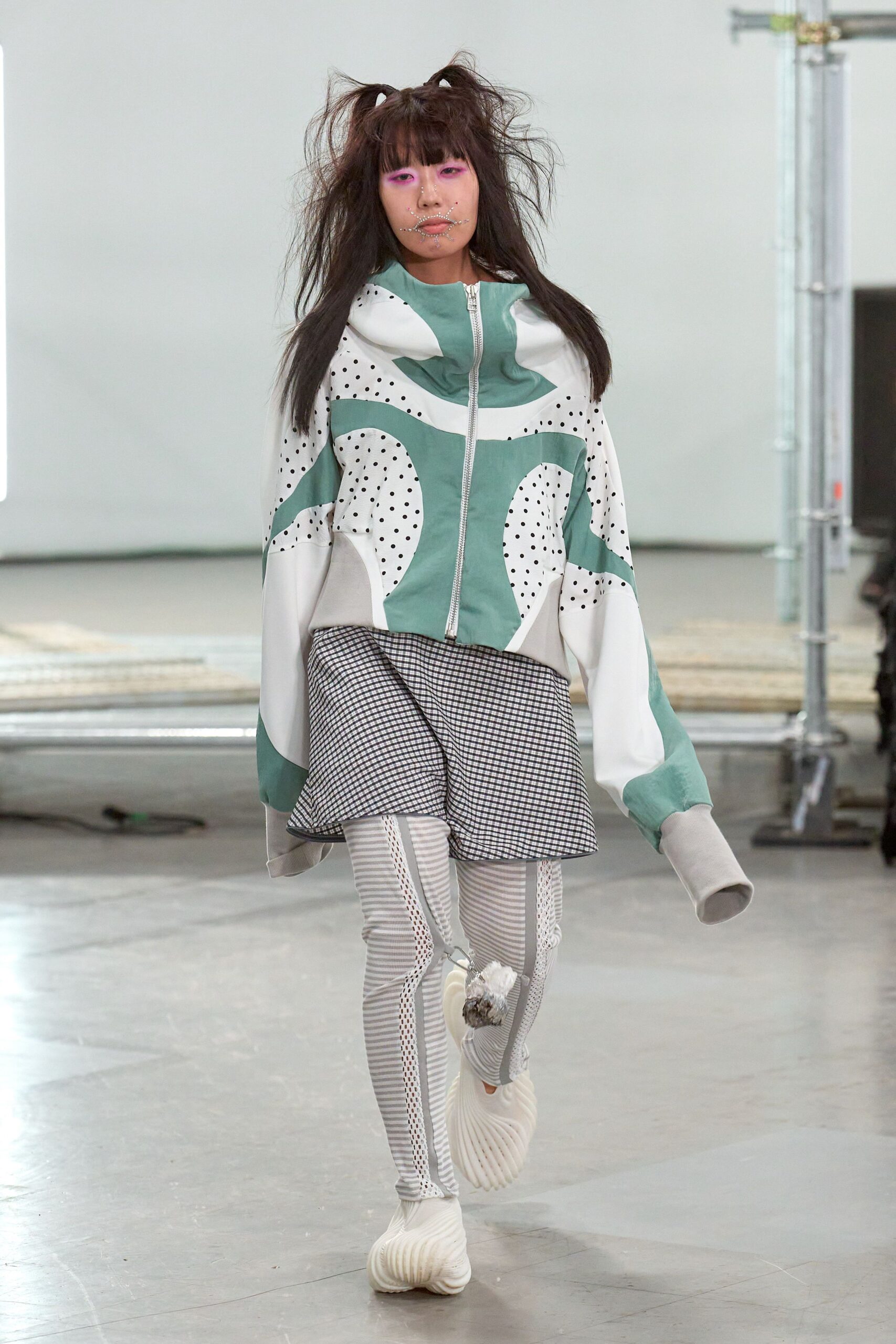 white cotton long-sleeve collared relaxed printed jacket