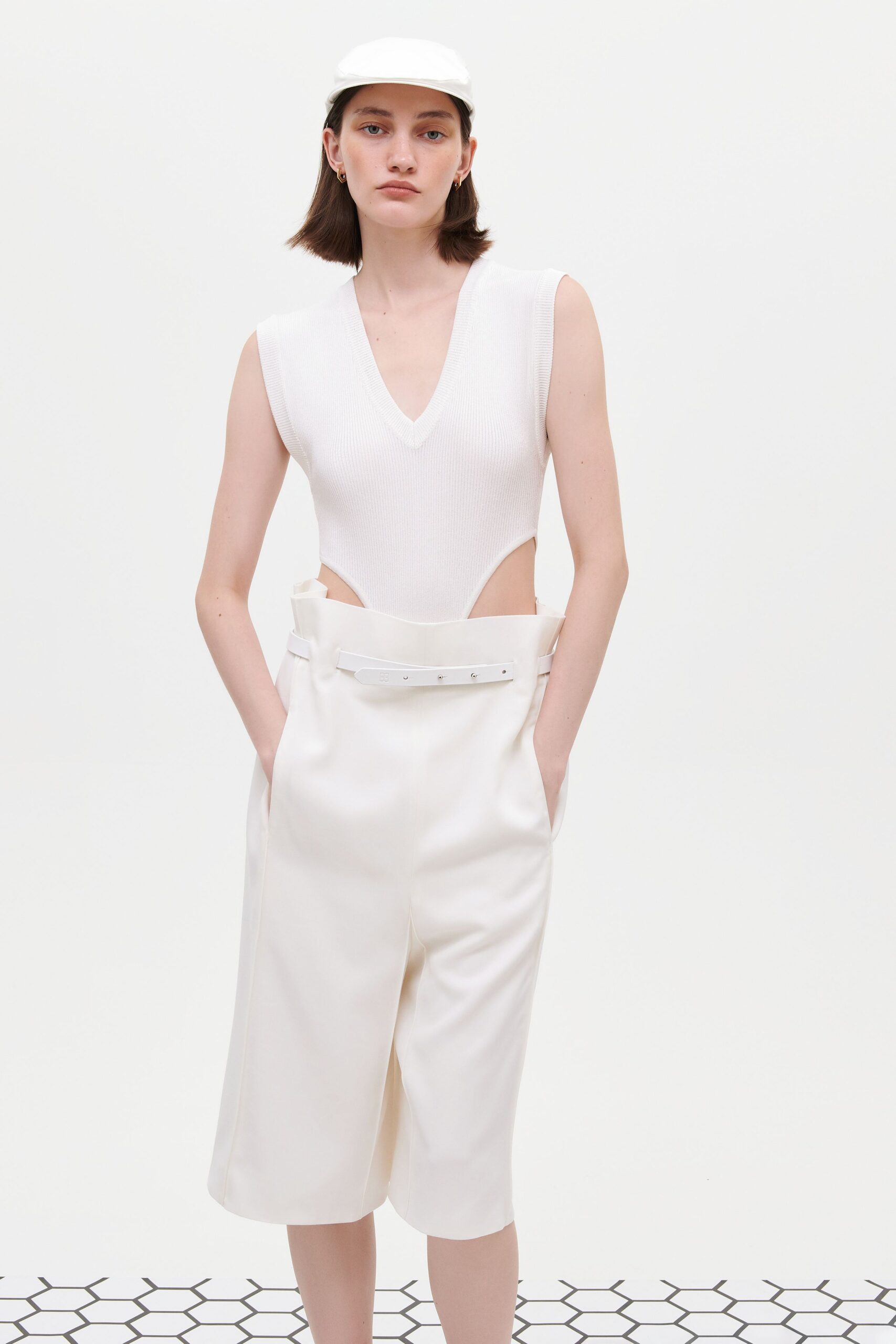 white cotton relaxed pockets culottes