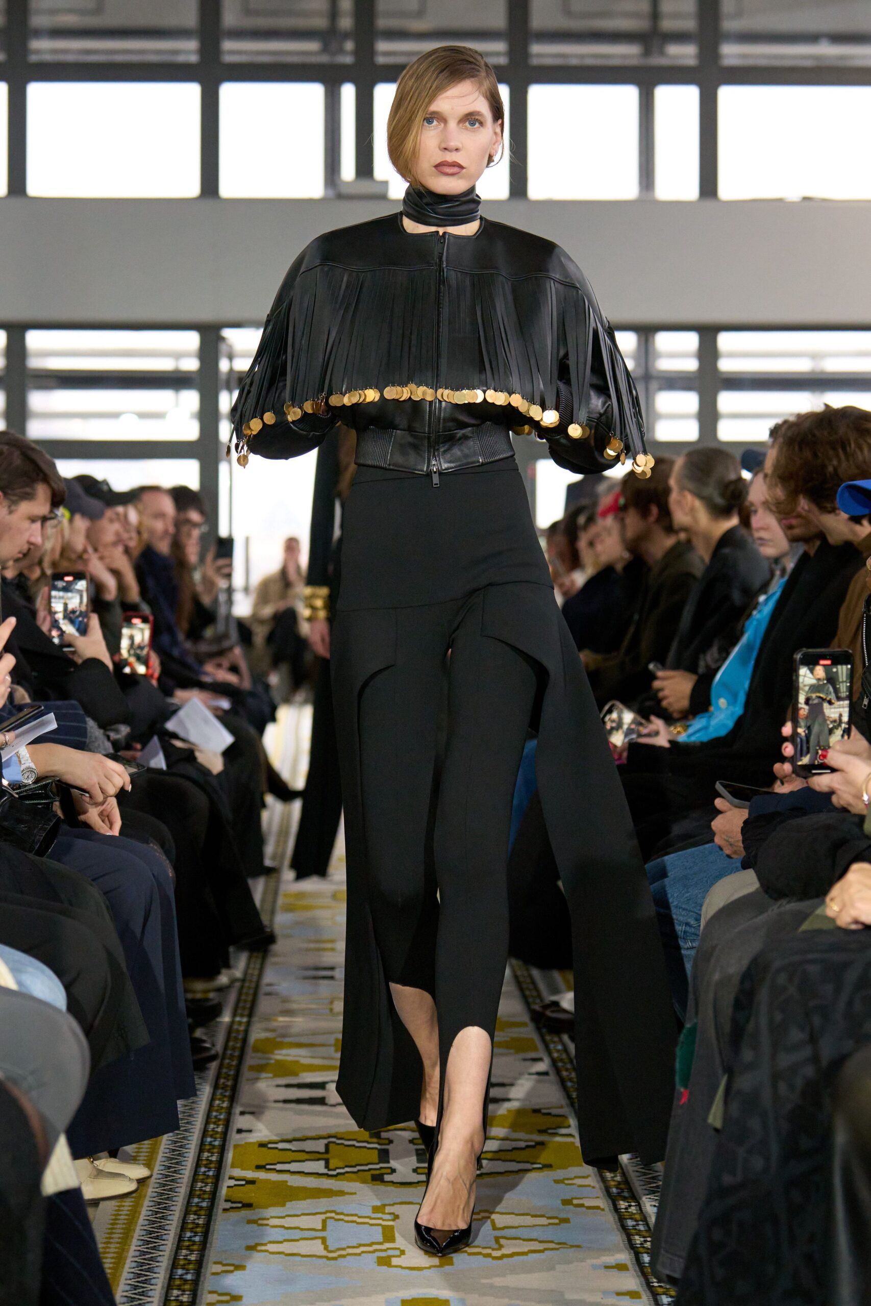 black leather jacket and pants