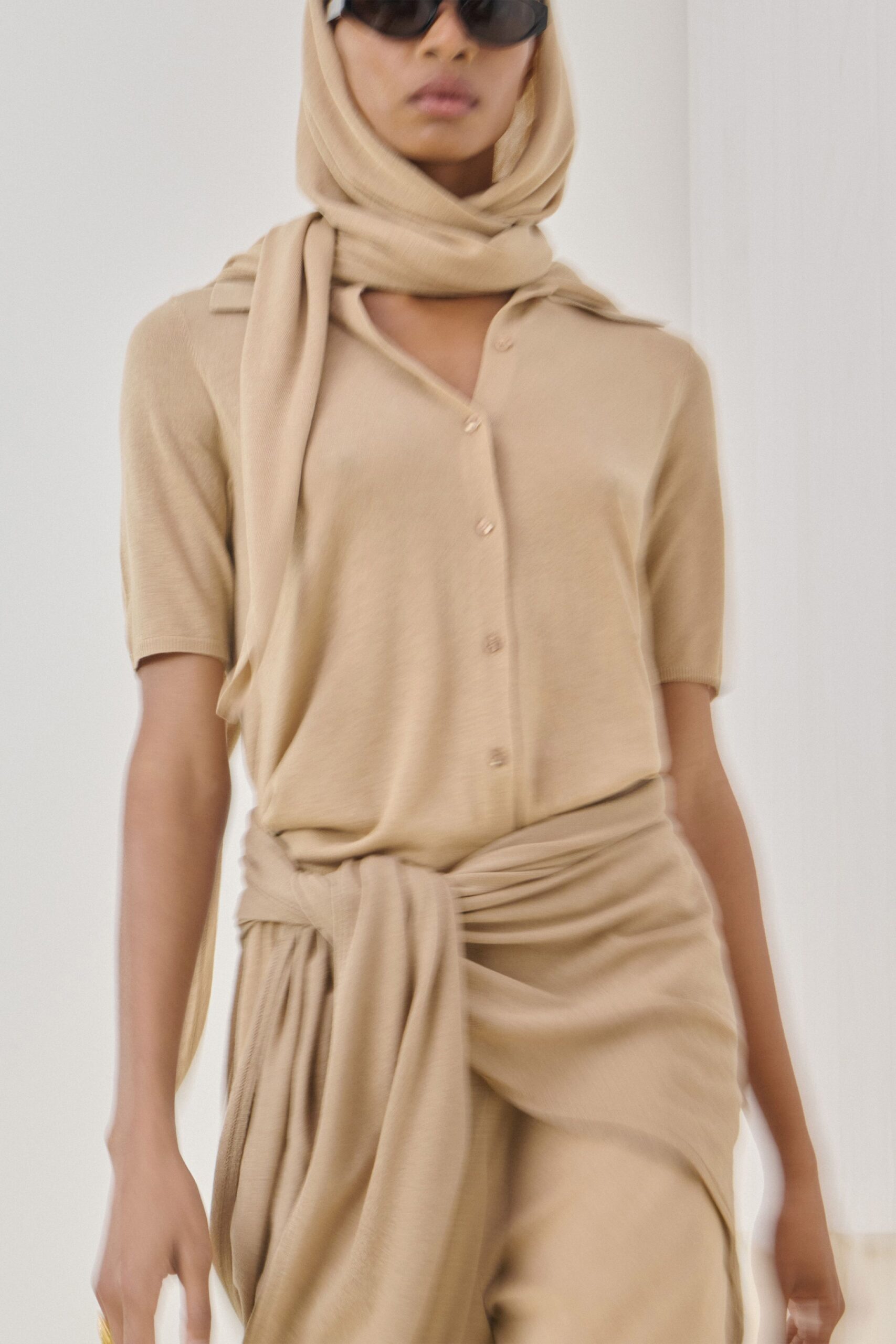 beige cotton scarf