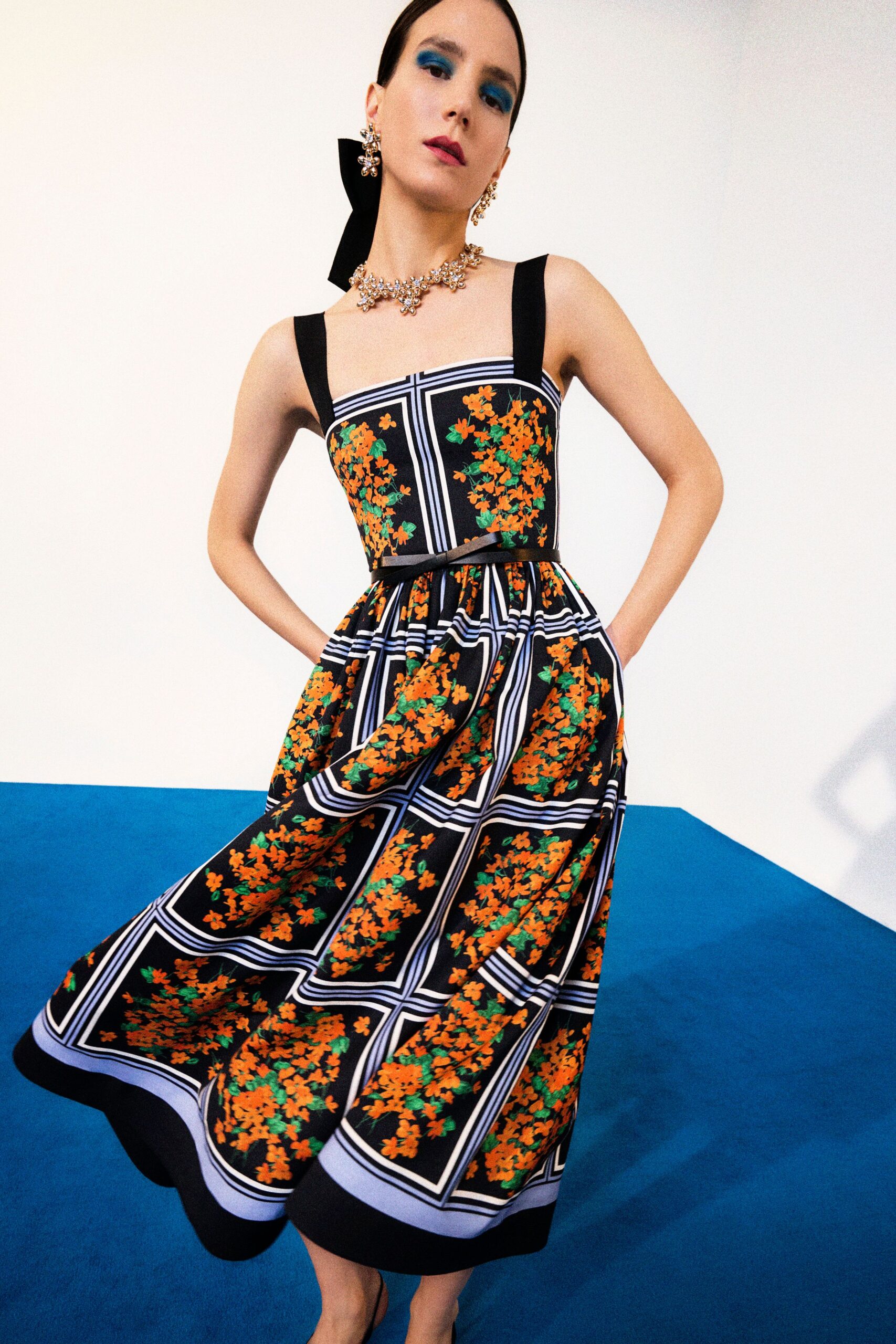 black printed midi dress