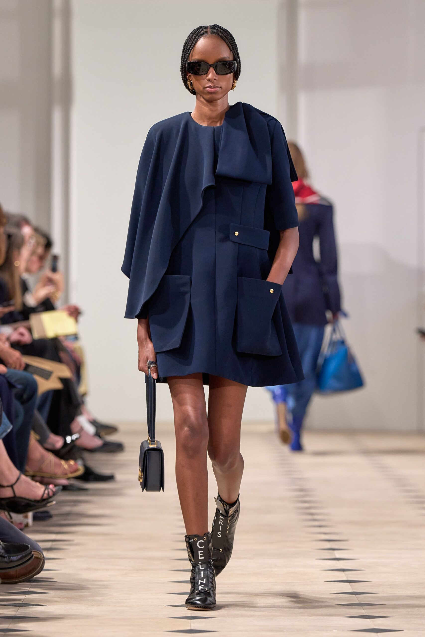 navy mini dress with boots