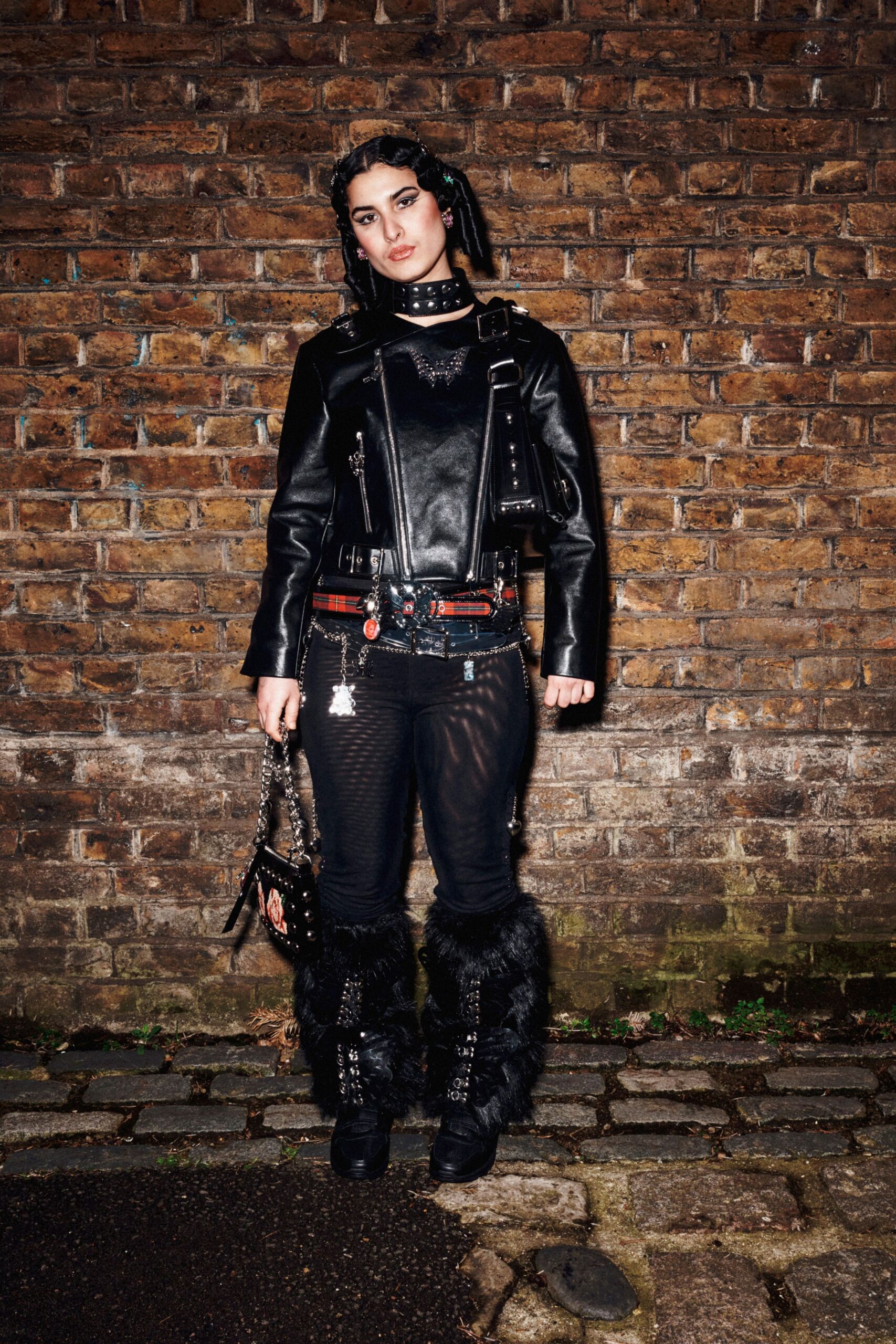 black leather jacket and pants