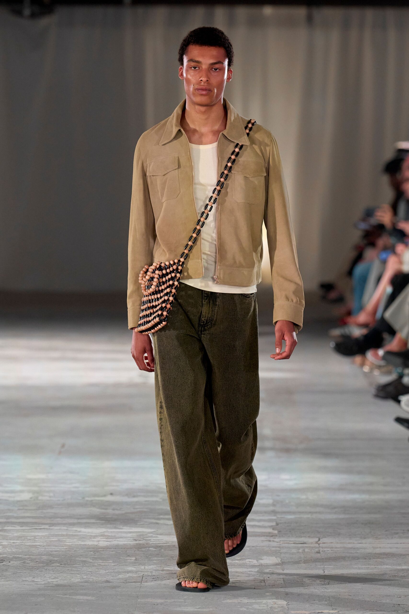 green denim relaxed straight-leg pants