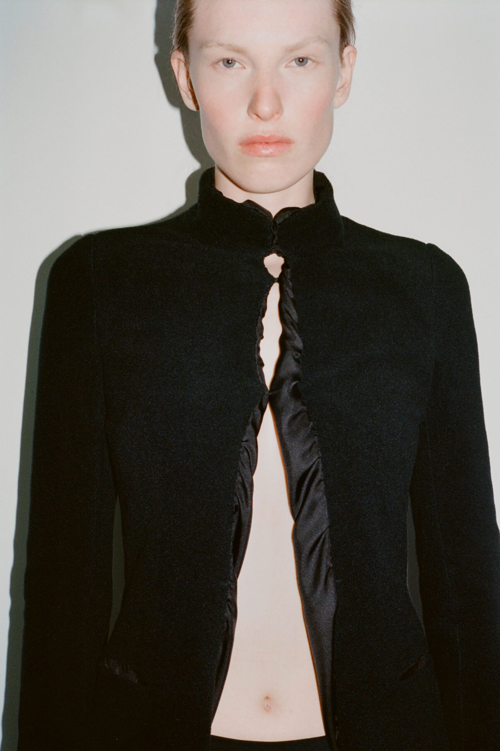 black fitted wool jacket