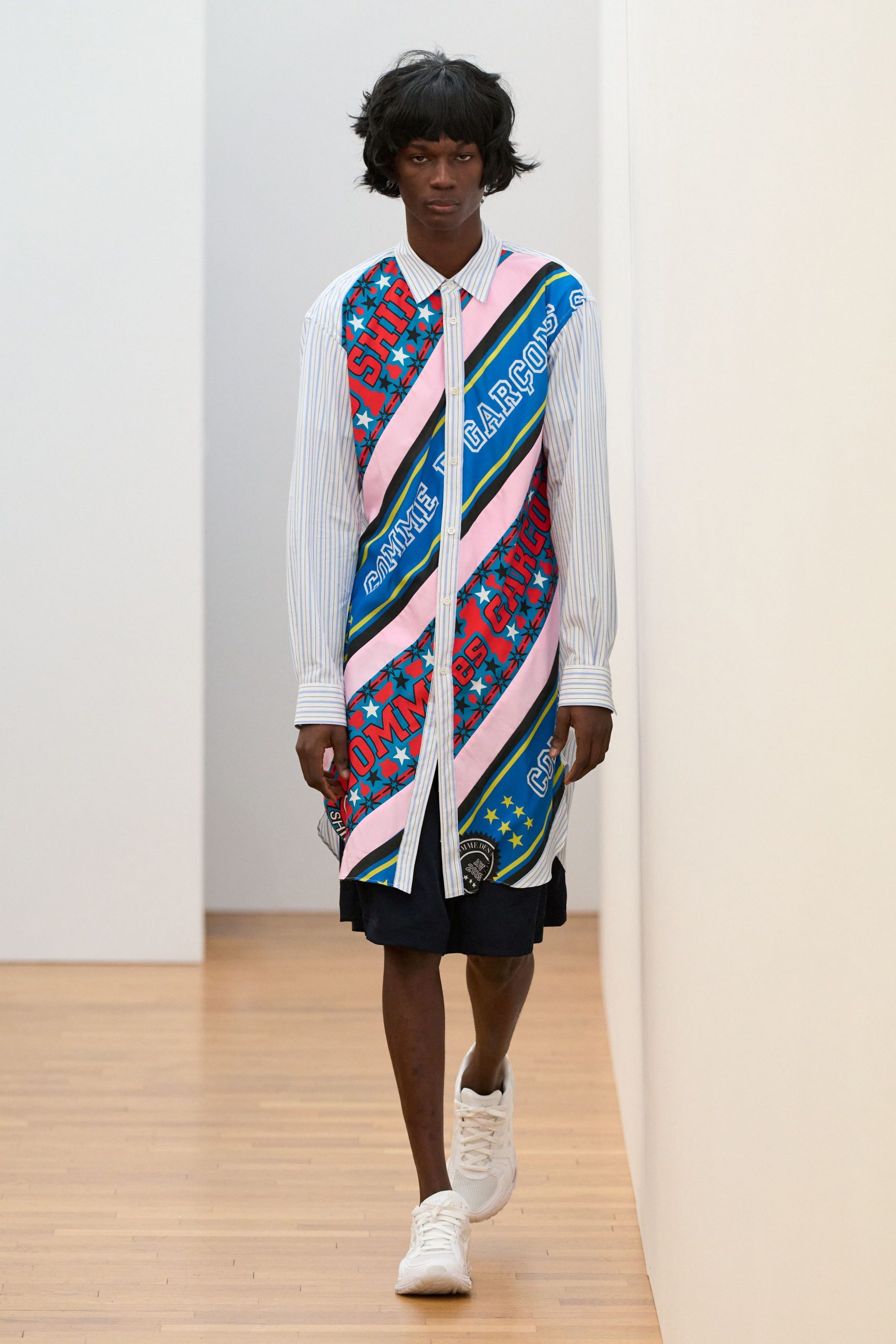 color-blocked shirt-dress with shorts