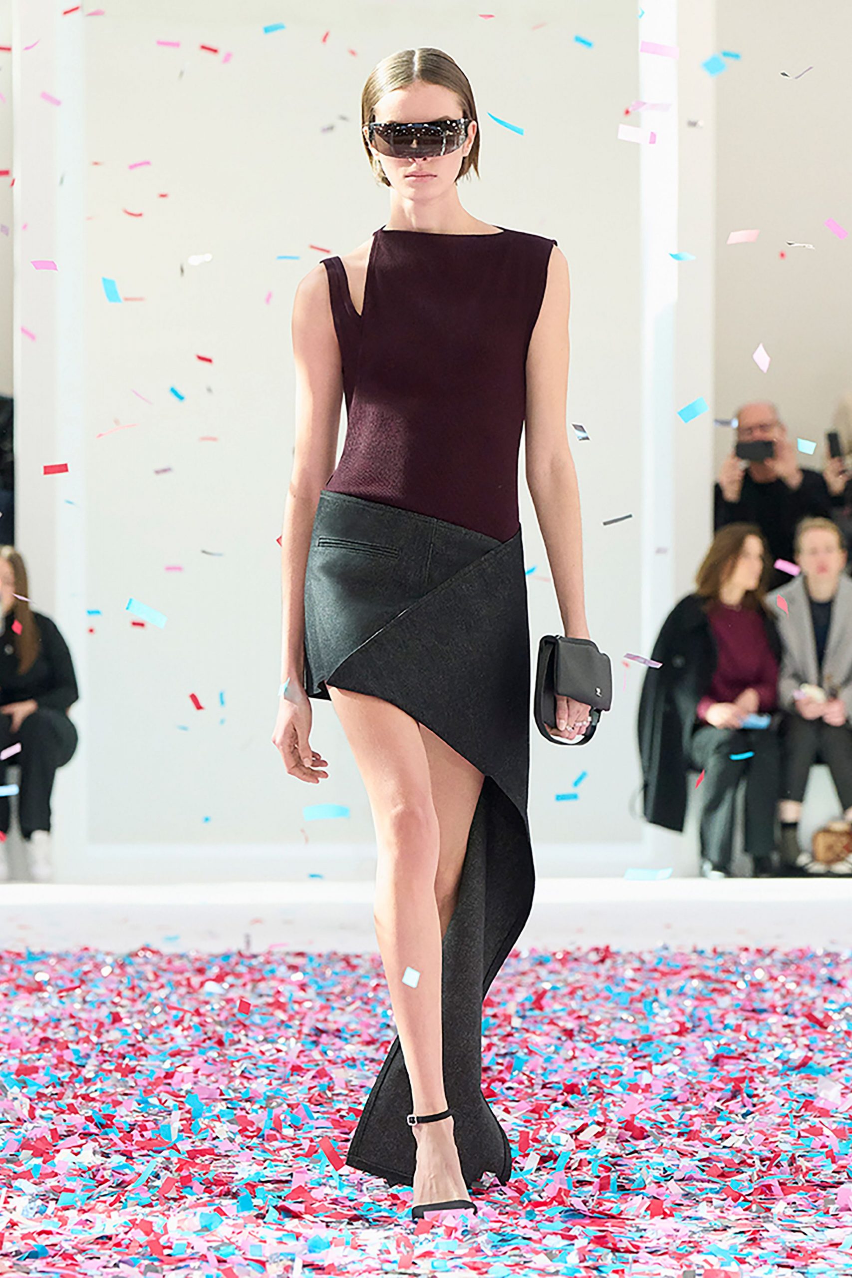 maroon cotton sleeveless high-neck fitted top
