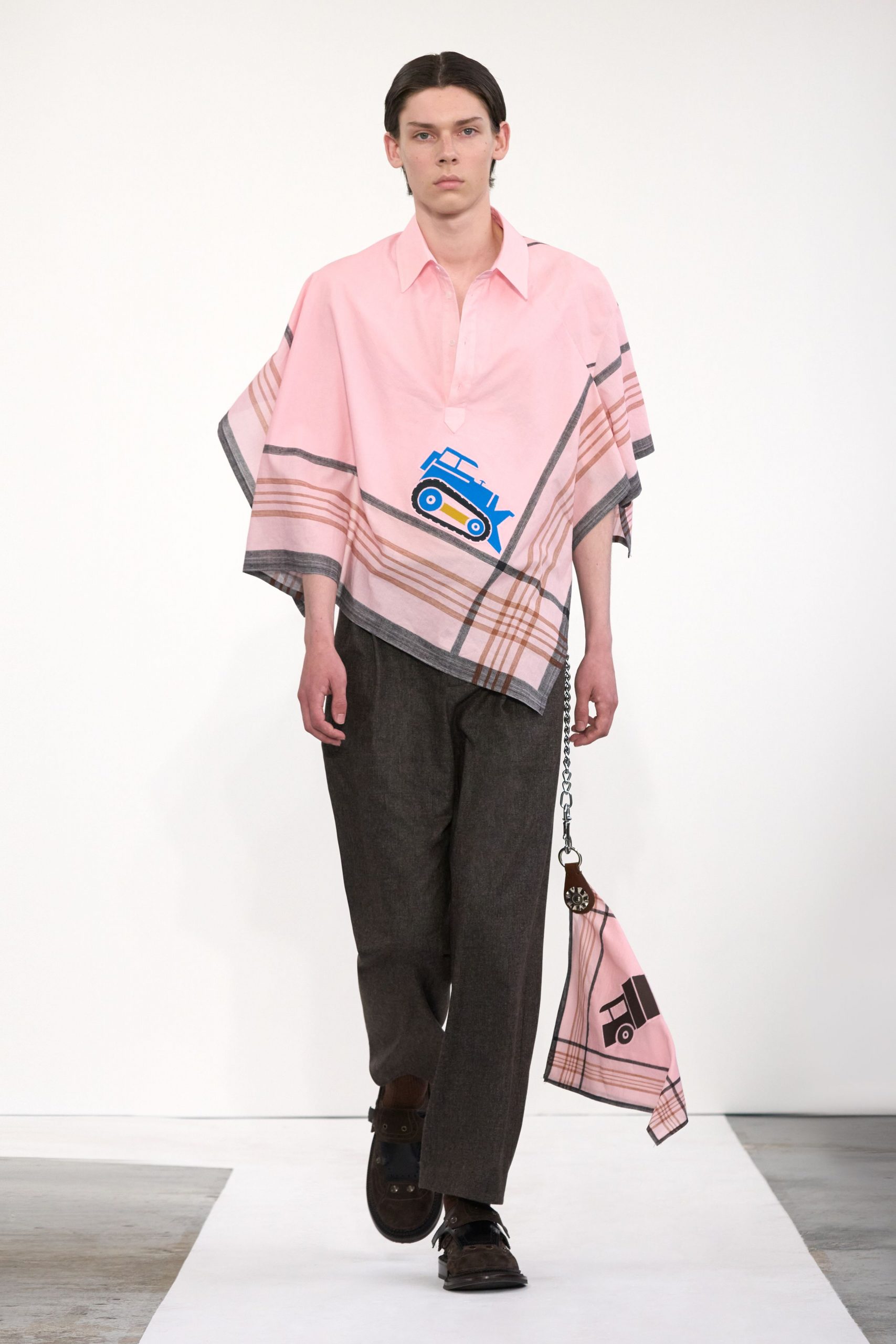 pink cotton short-sleeve collared relaxed printed shirt