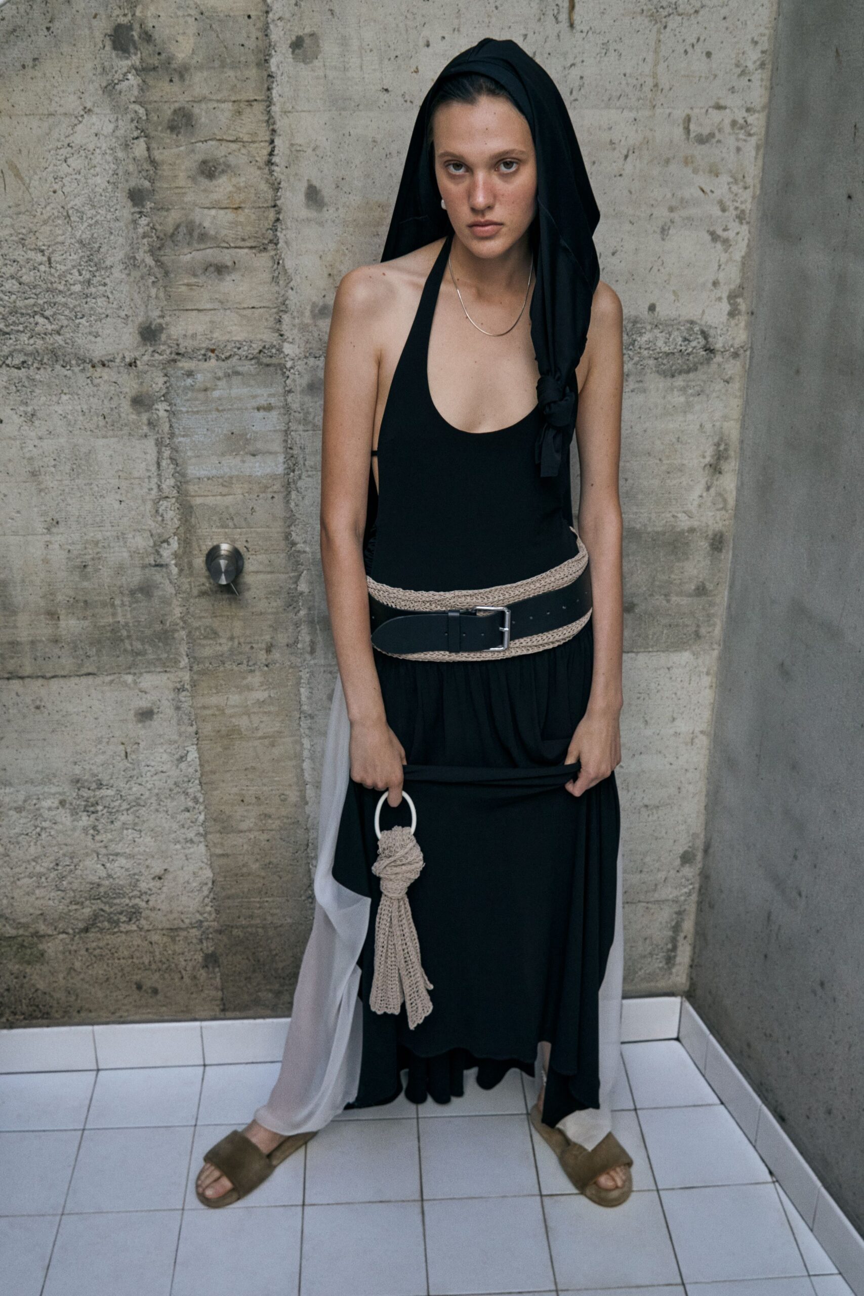 black and white layered dress