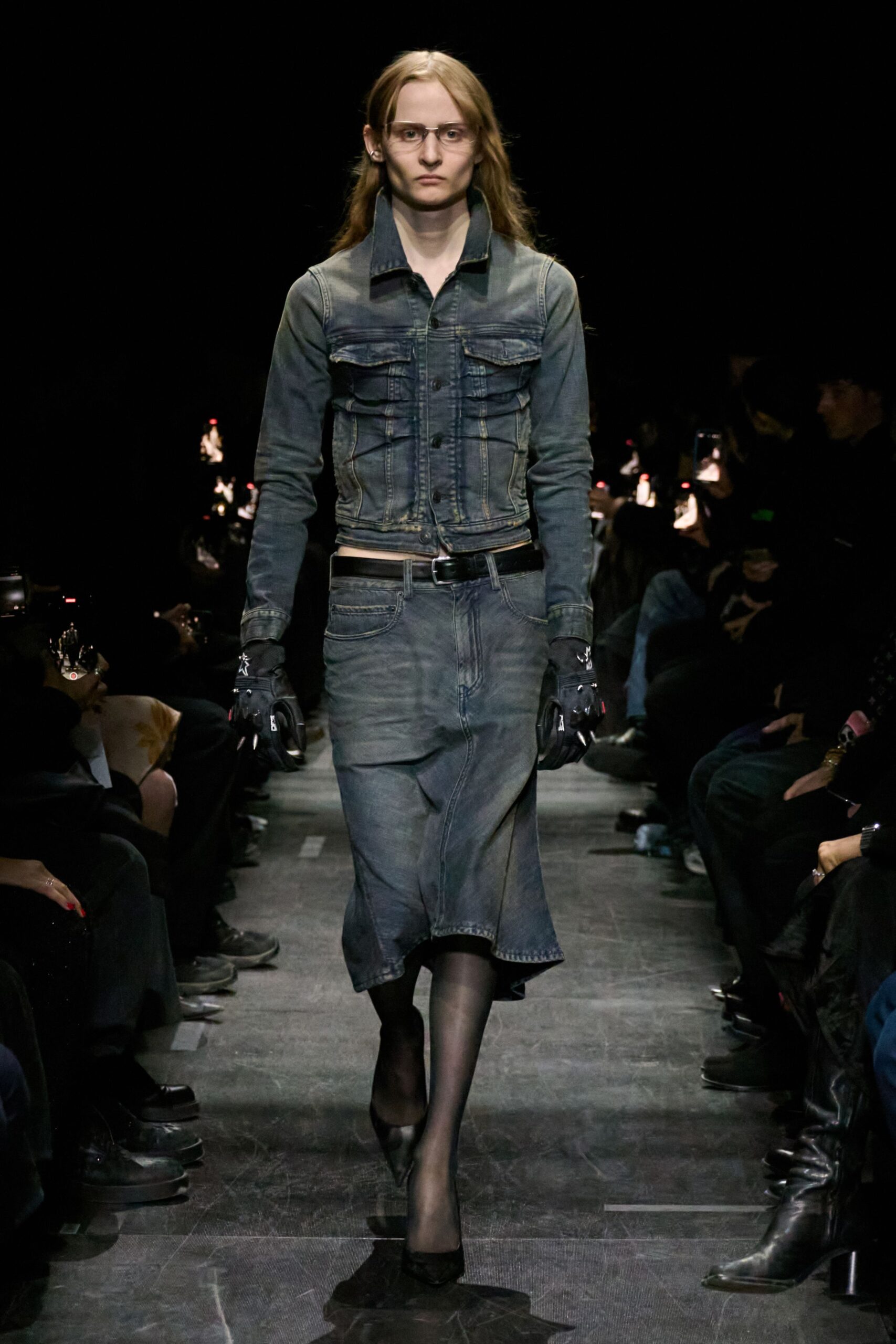blue denim jacket and skirt