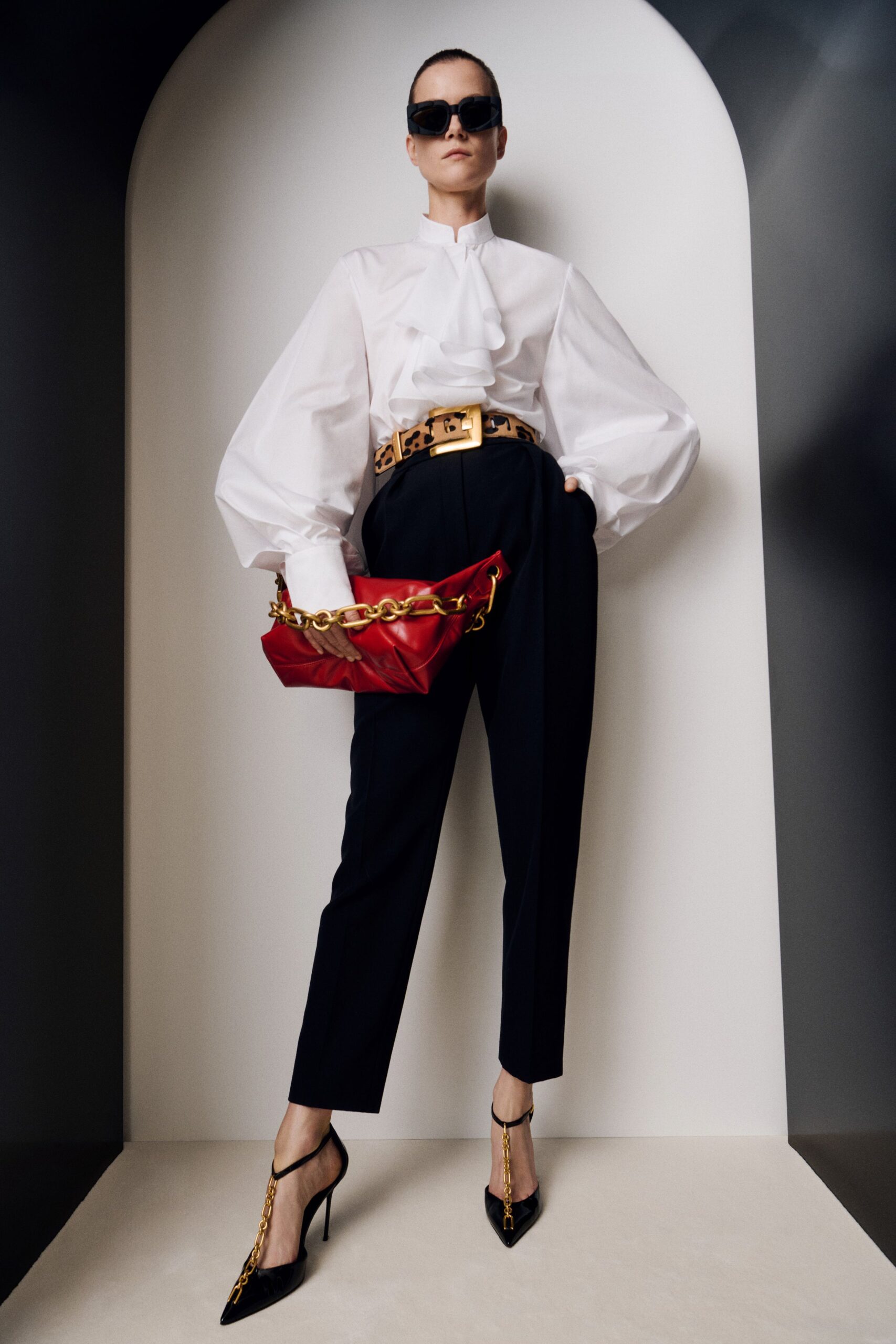 red leather zippered bag