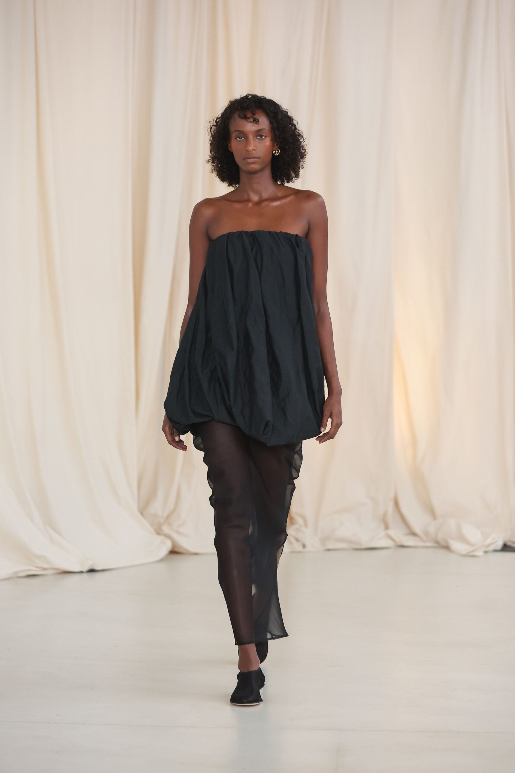 black chiffon slim straight-leg sheer flowing maxi pants