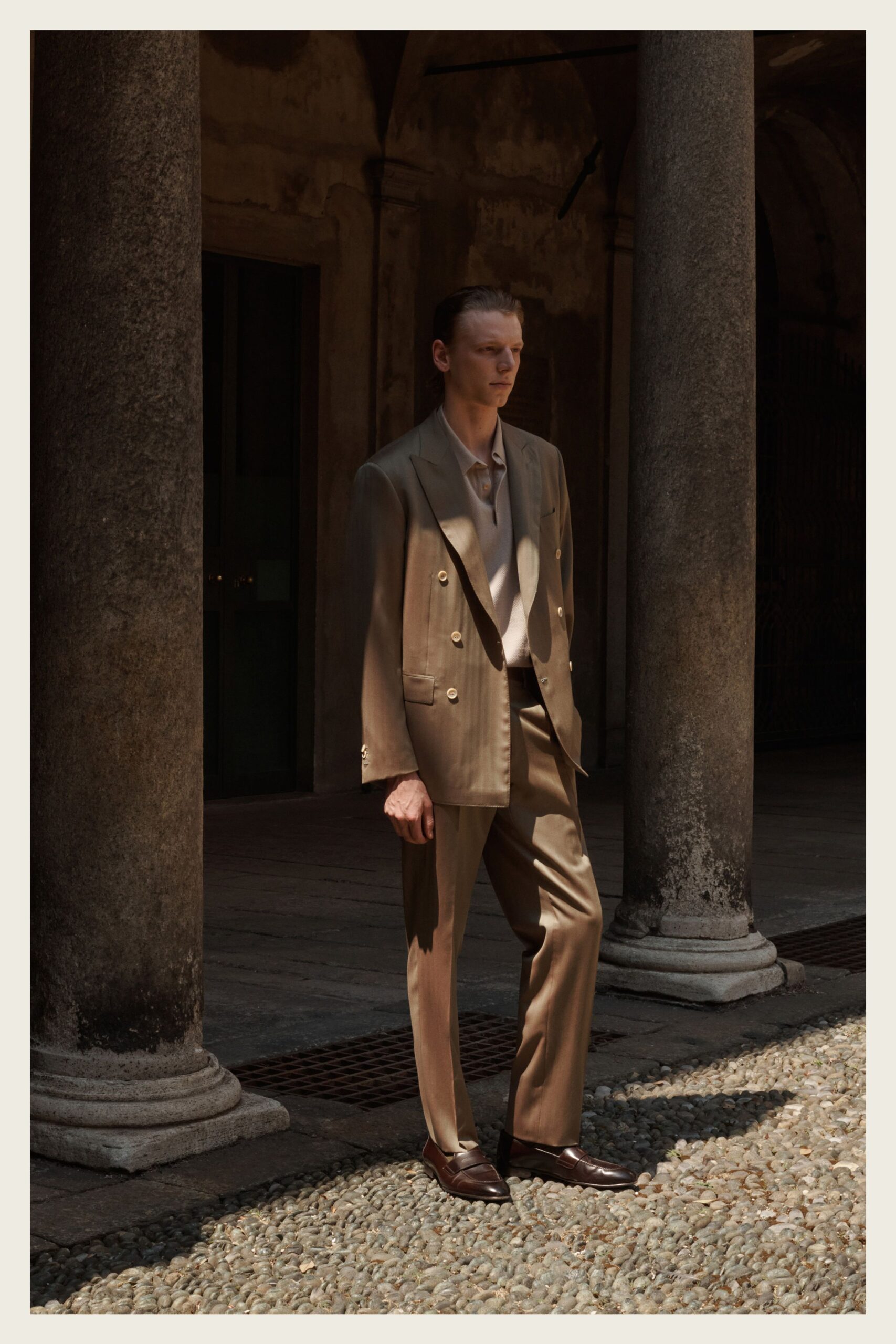 brown leather structured shiny shoes