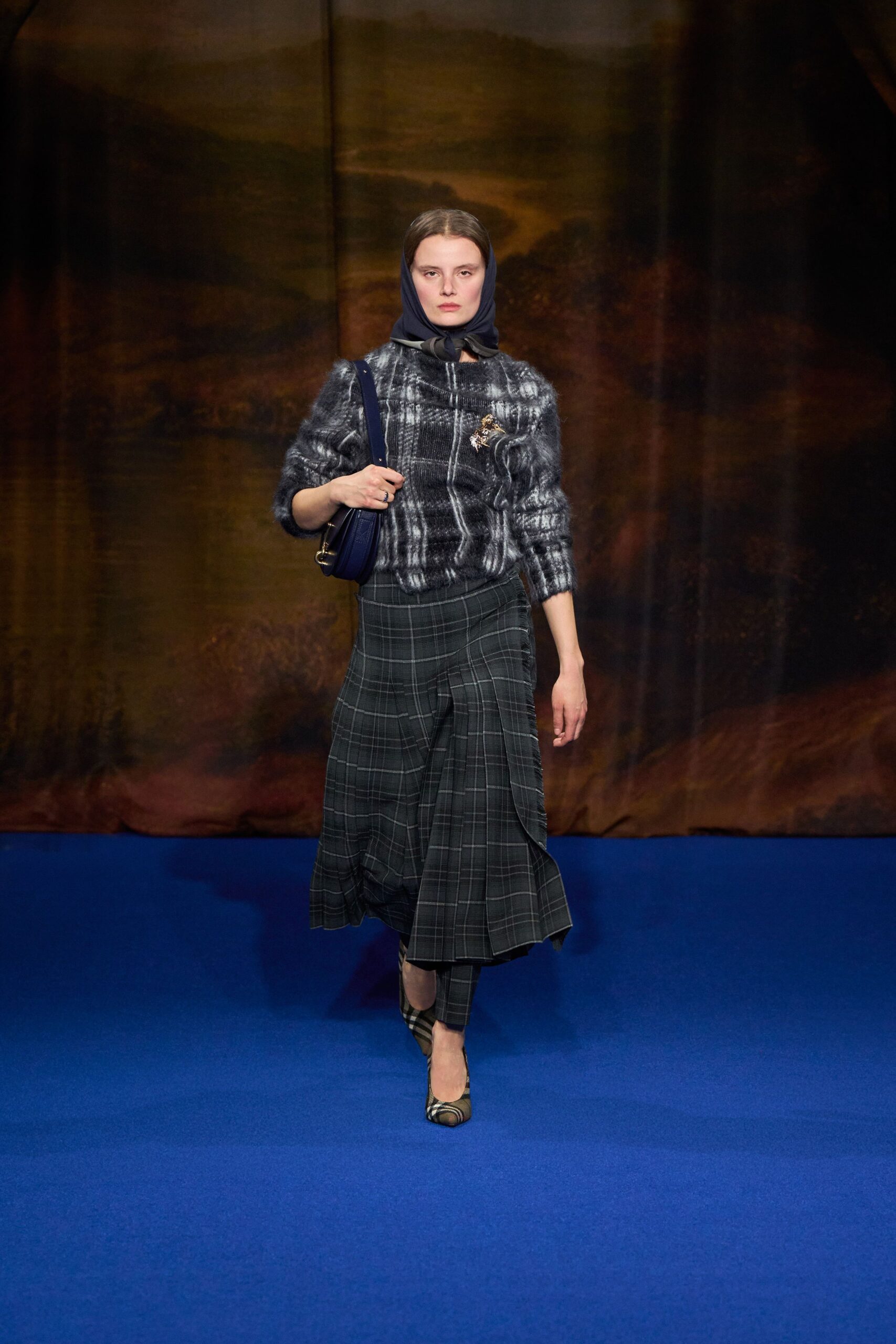 checked top and pleated skirt