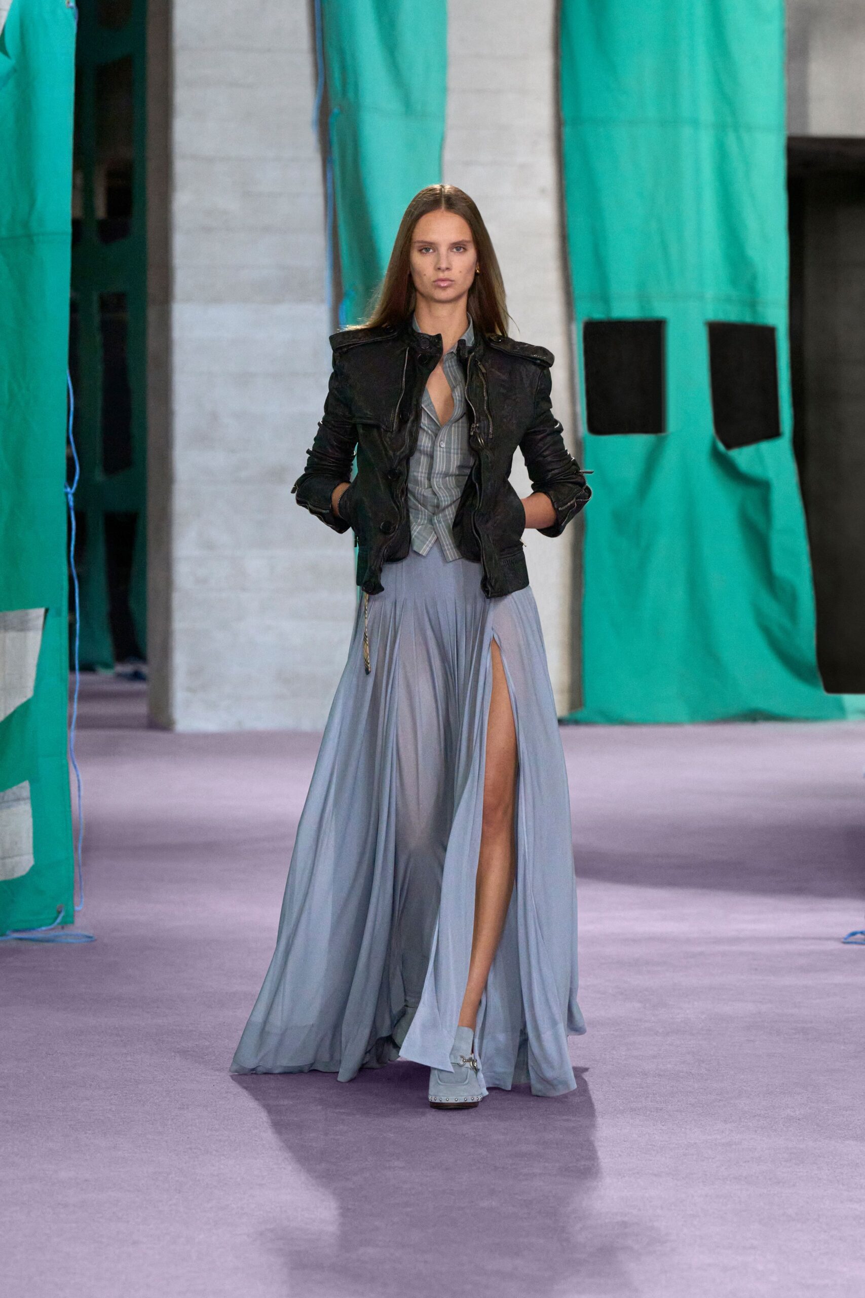 gray silk sleeveless v-neck fitted flowing maxi dress