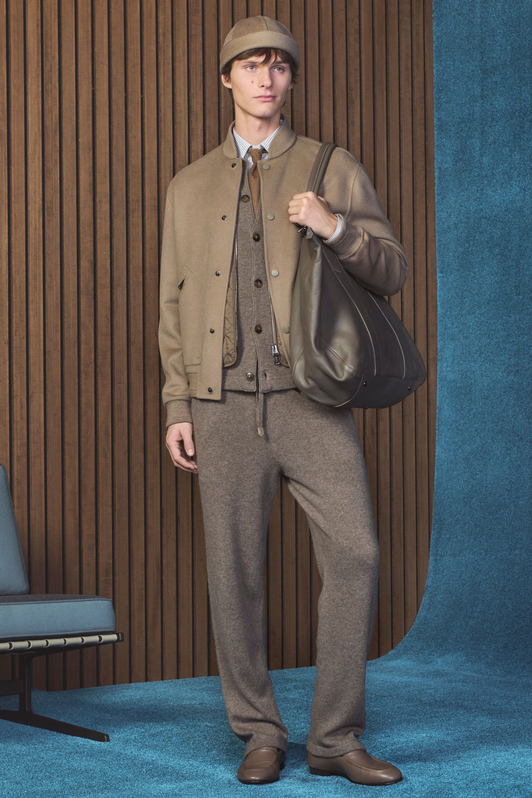 brown wool relaxed jacket and pants