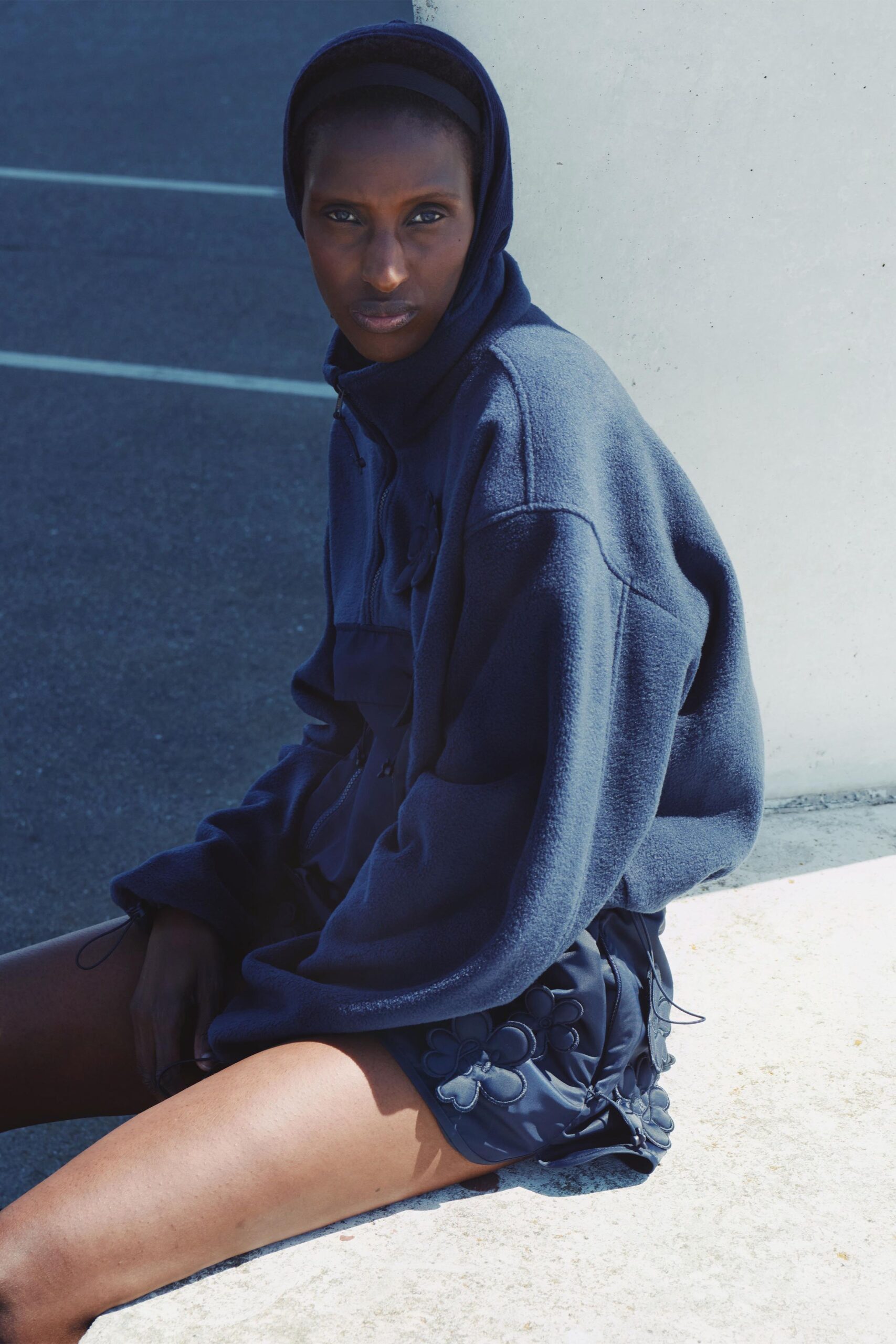 blue satin relaxed embellished layered shiny mini shorts