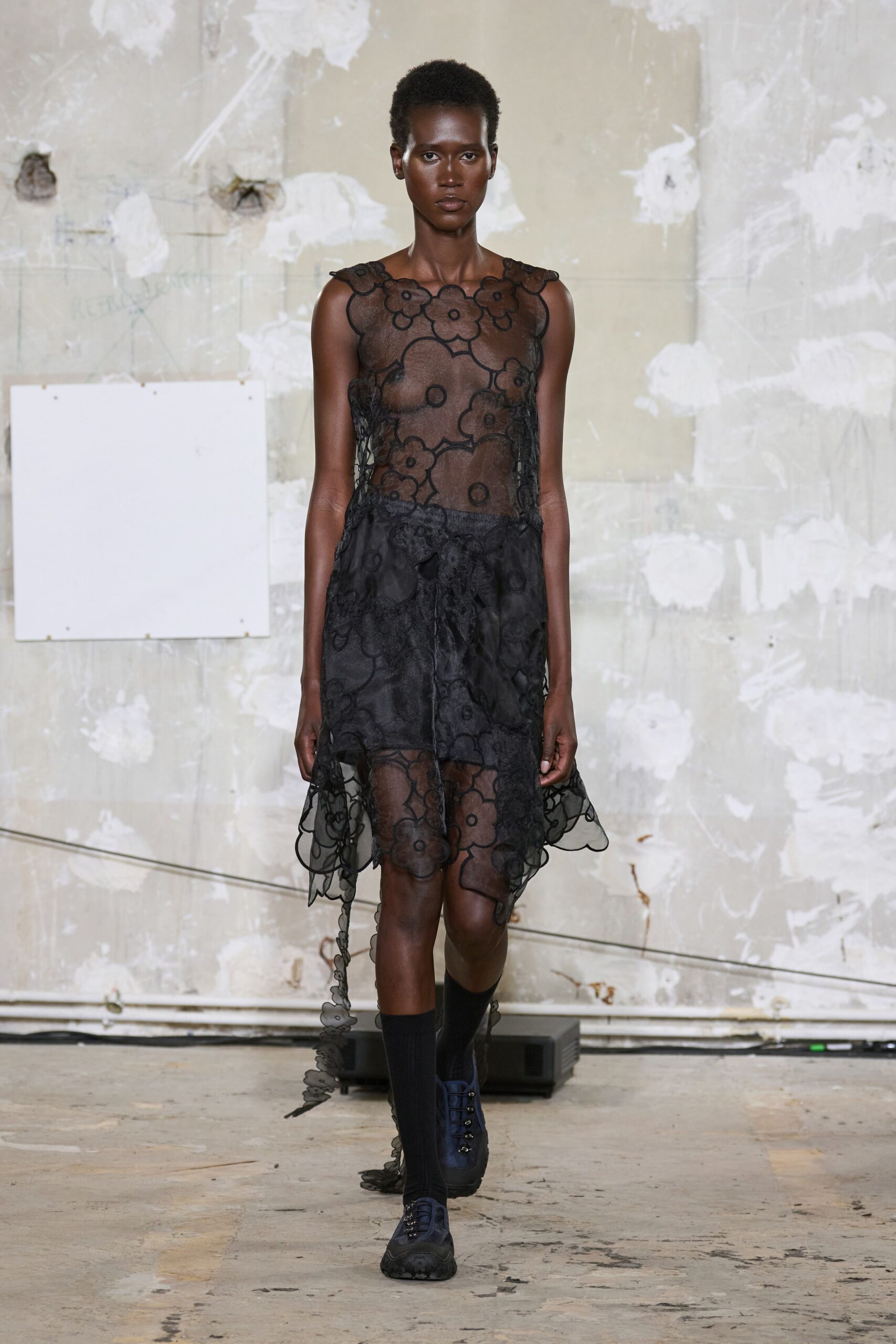 black lace midi dress with shoes