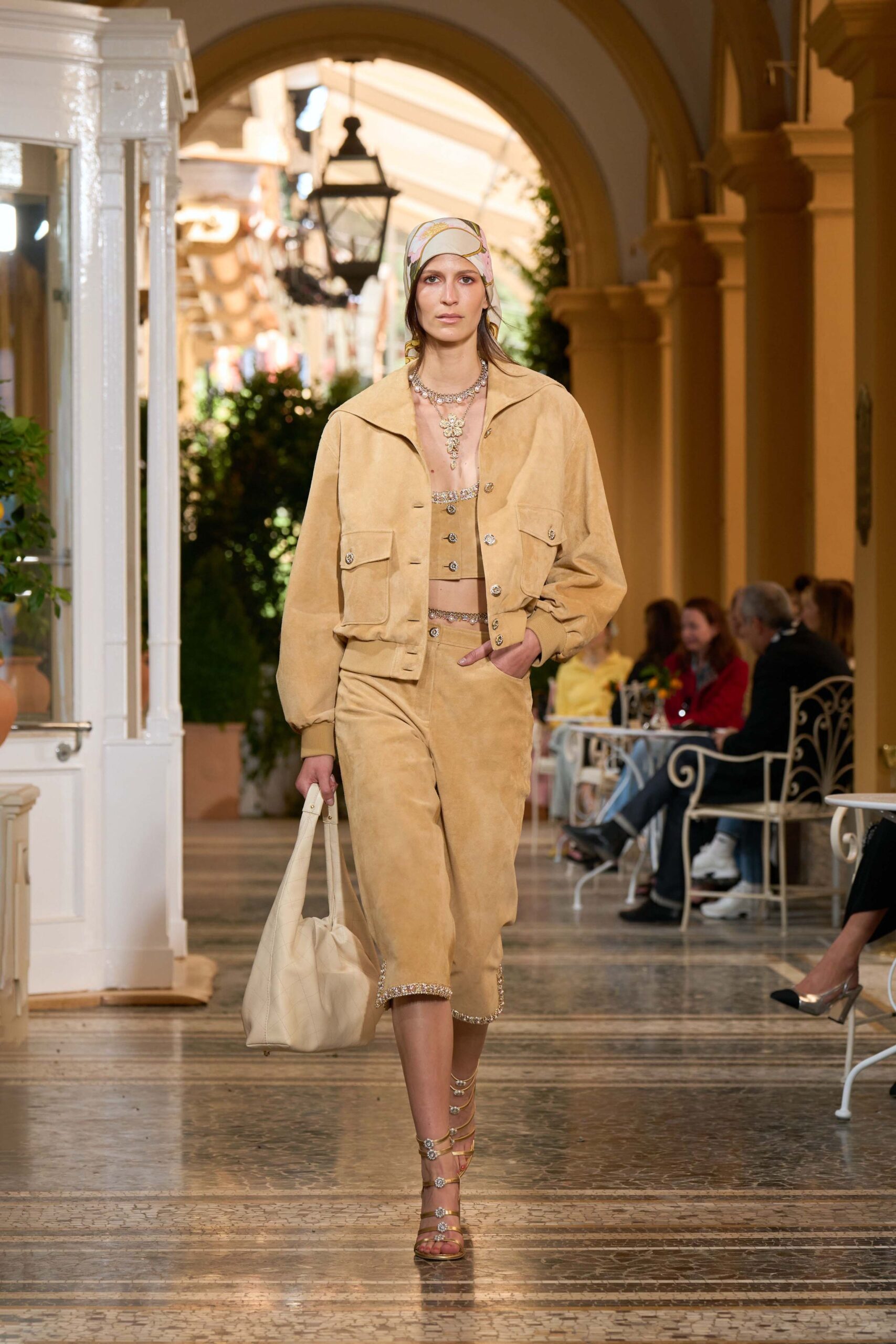 beige suede long-sleeve collared oversized pockets buttoned jacket