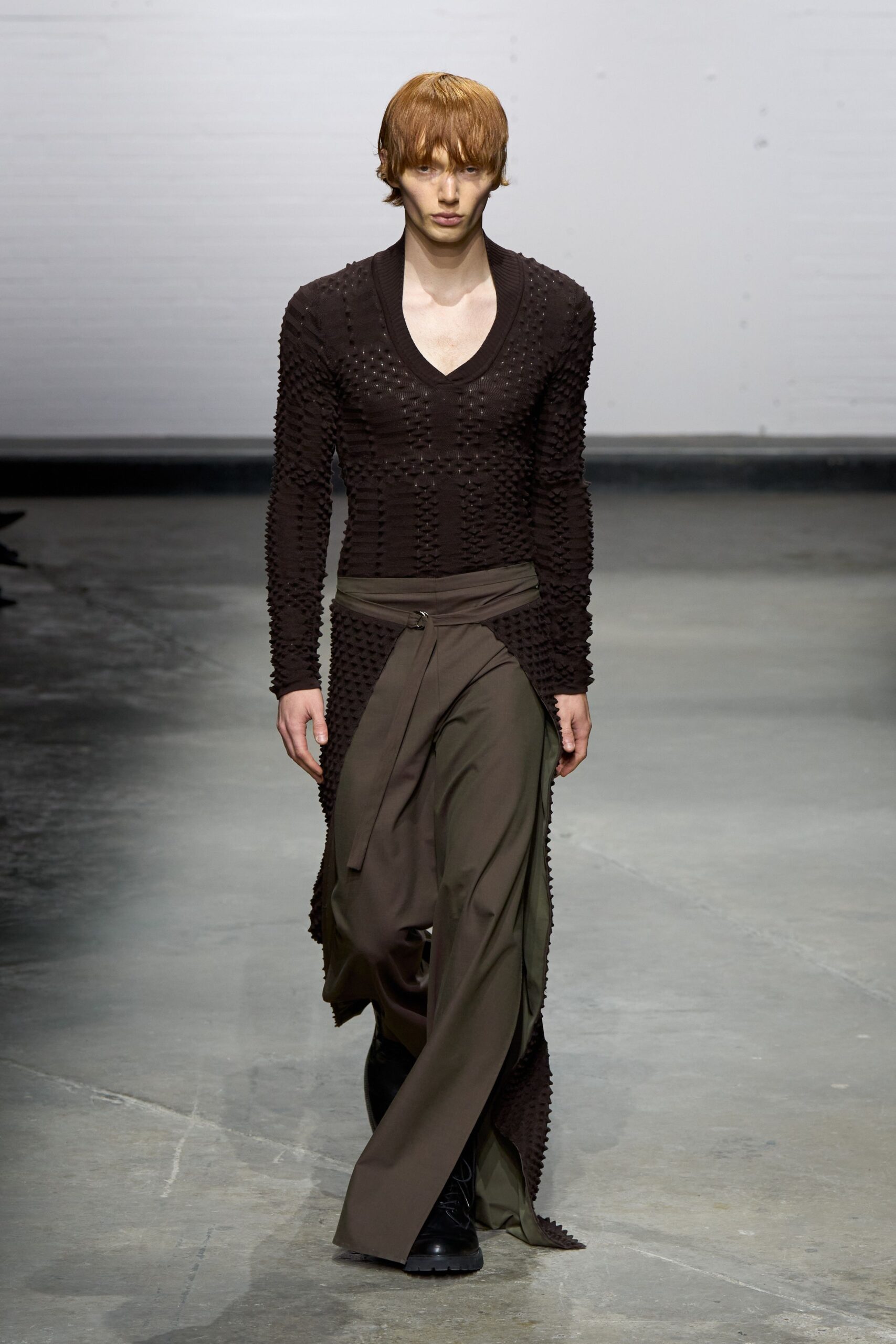 green cotton relaxed layered pants