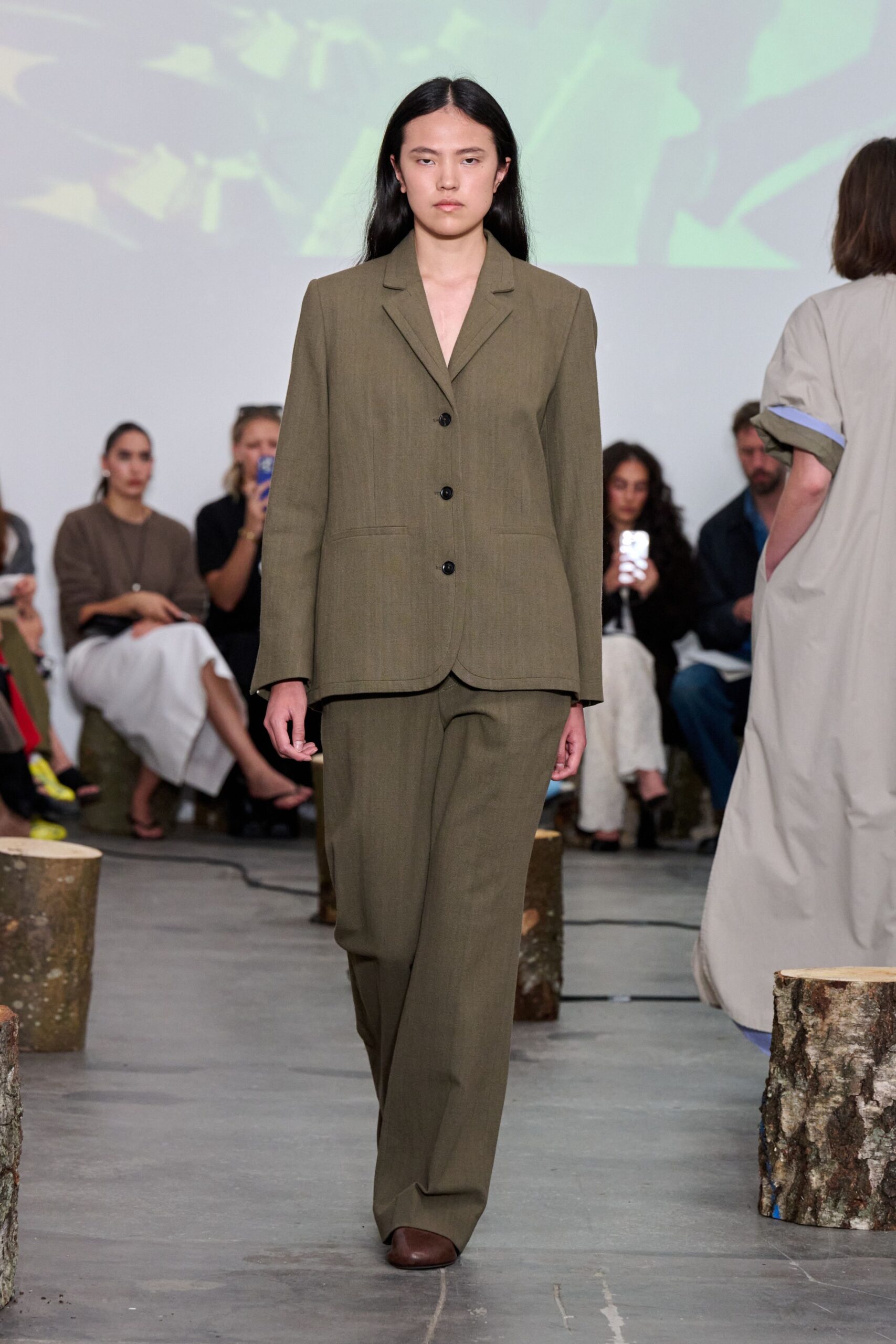 brown tailored suit with shoes