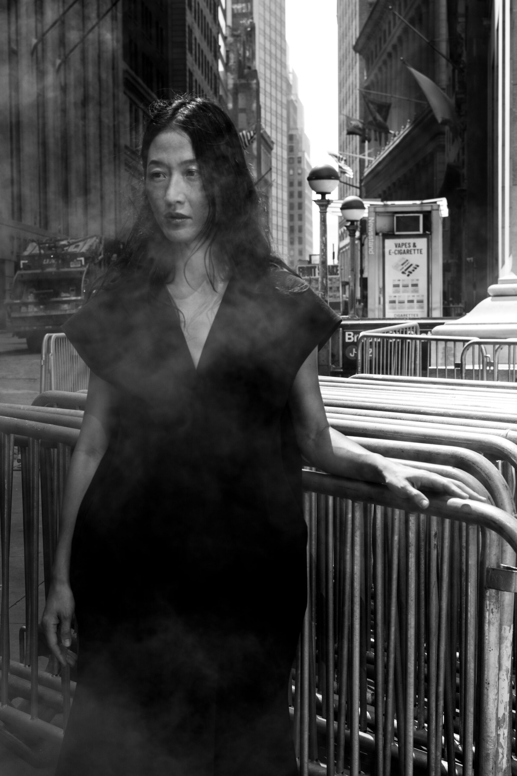 black silk sleeveless dress