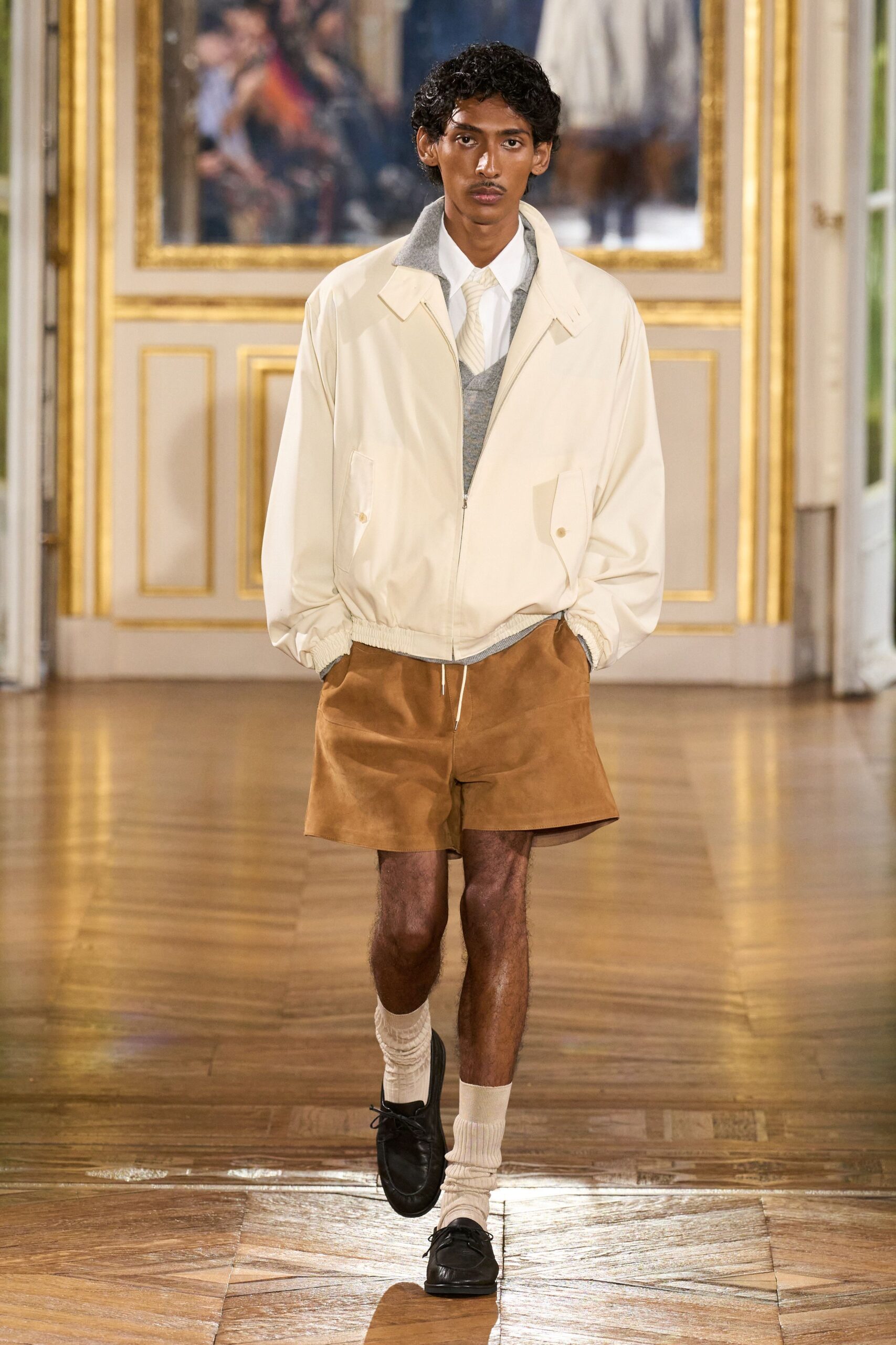 brown suede relaxed shorts