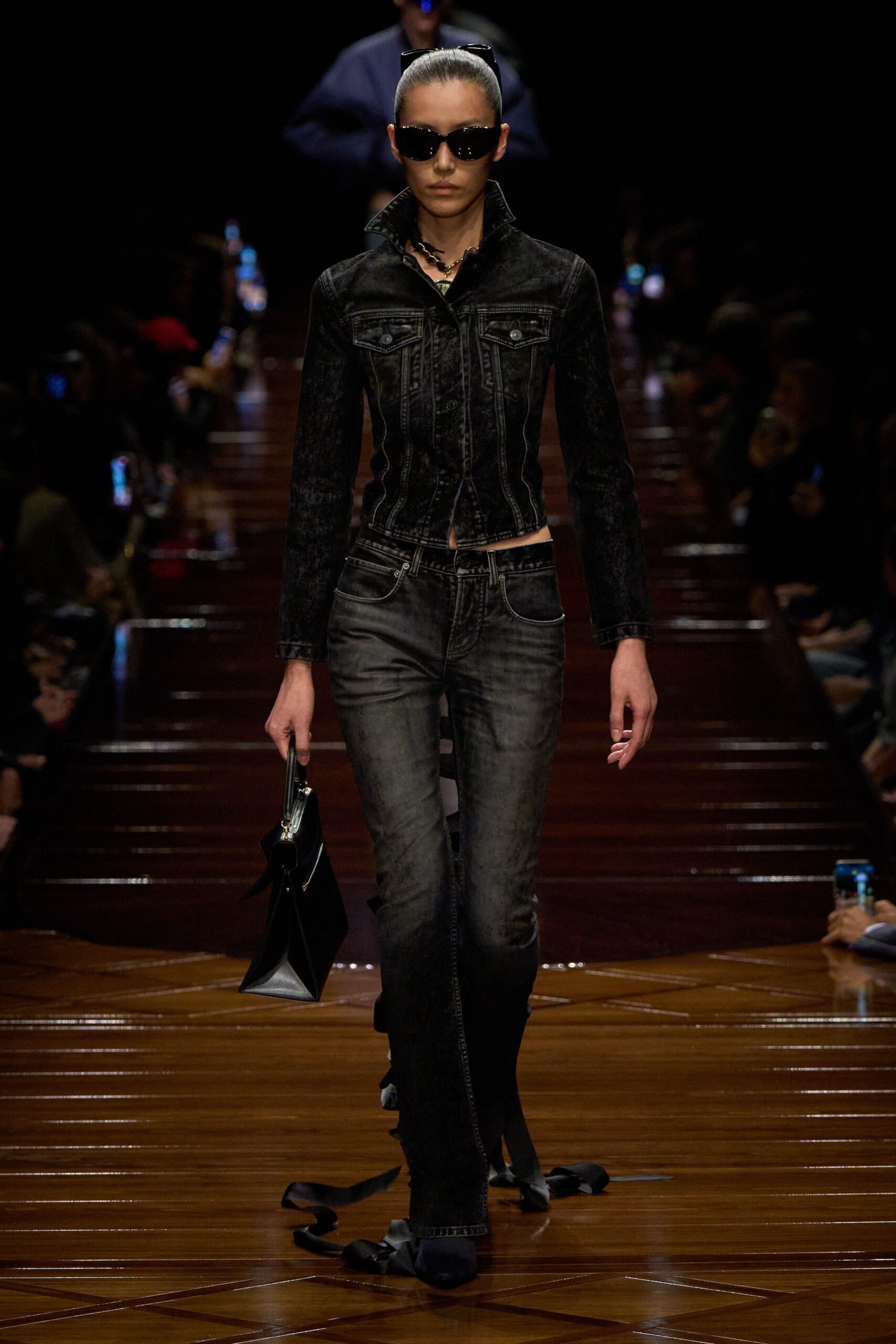 black denim jacket and pants