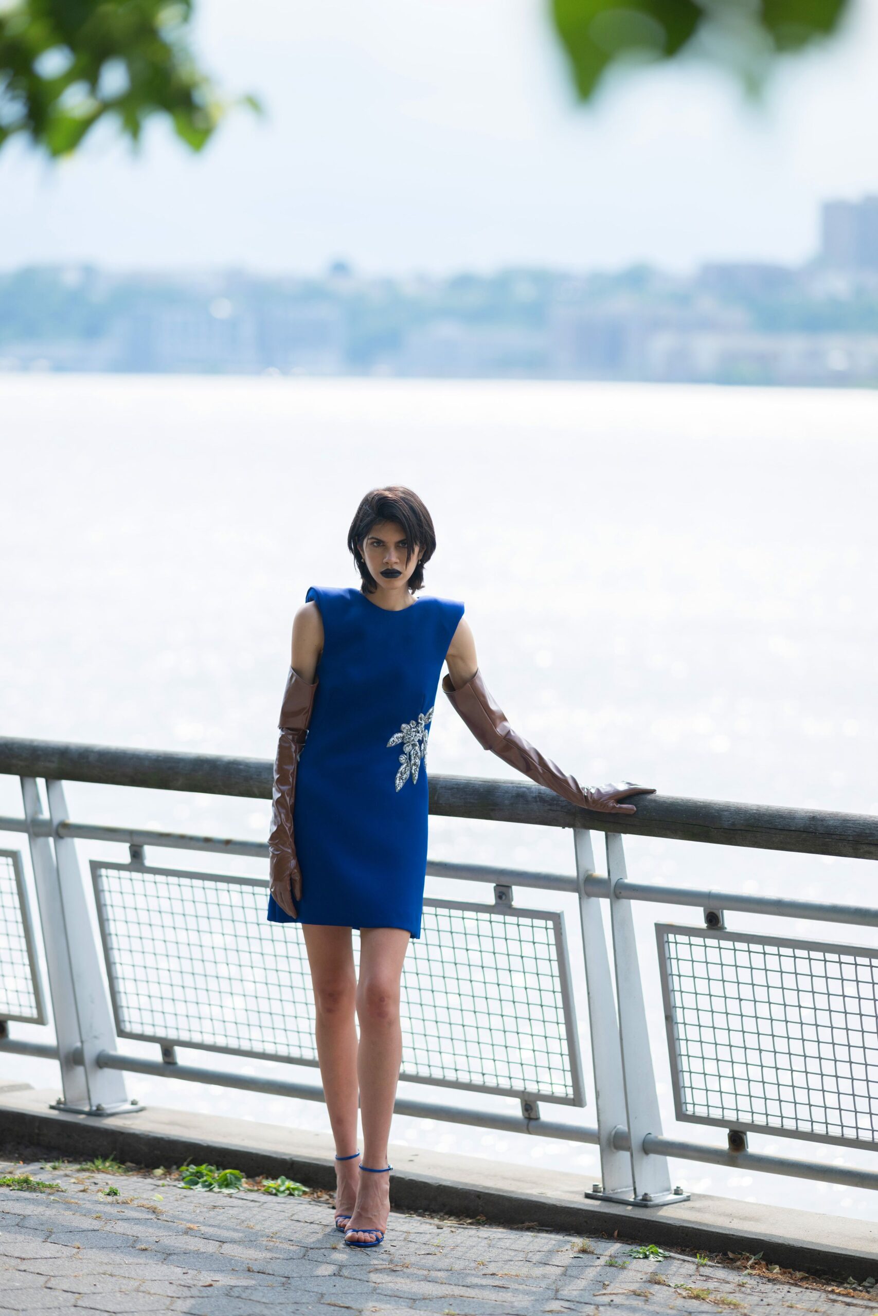 blue fitted mini dress