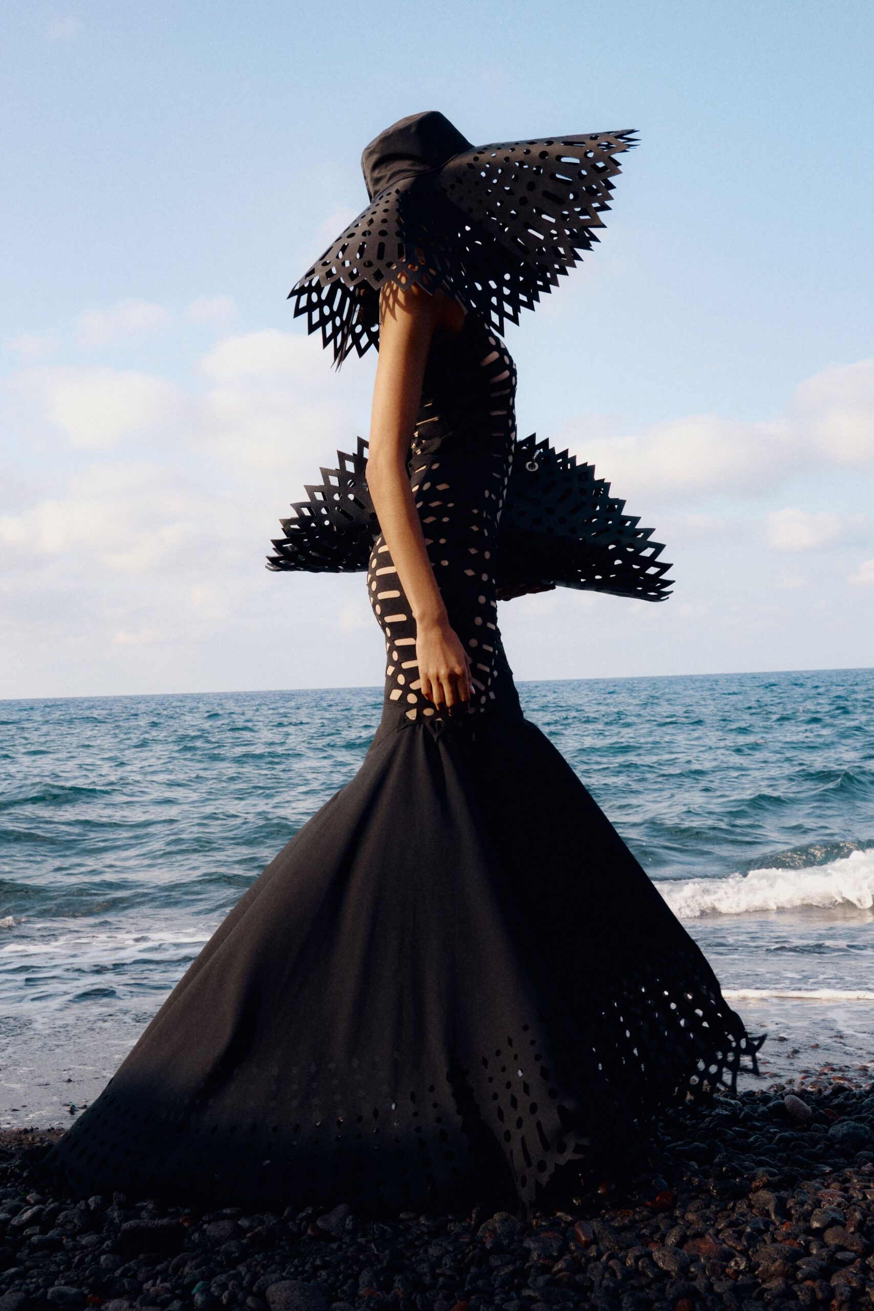 black cutout maxi gown