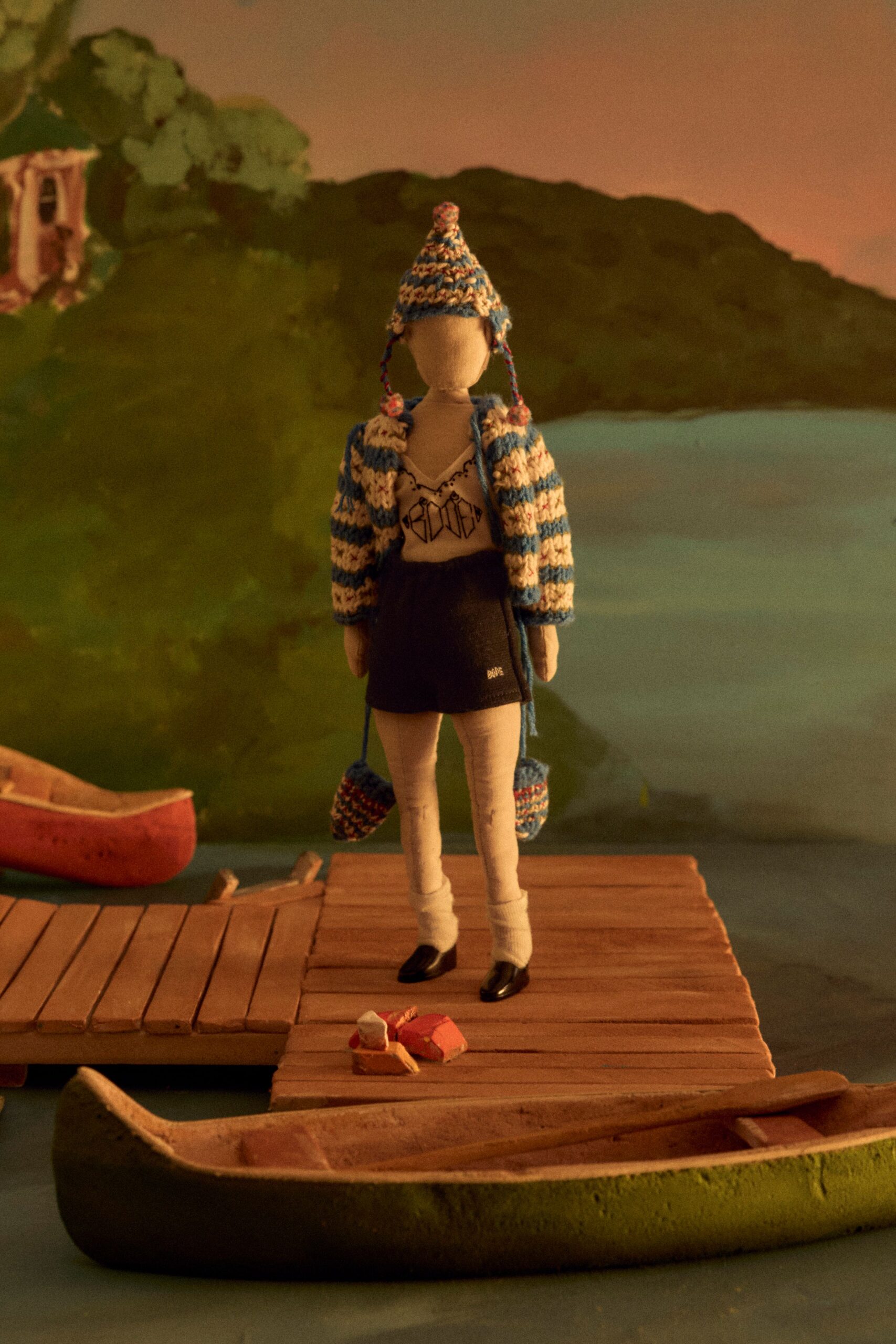 blue cotton long-sleeve fitted striped cardigan