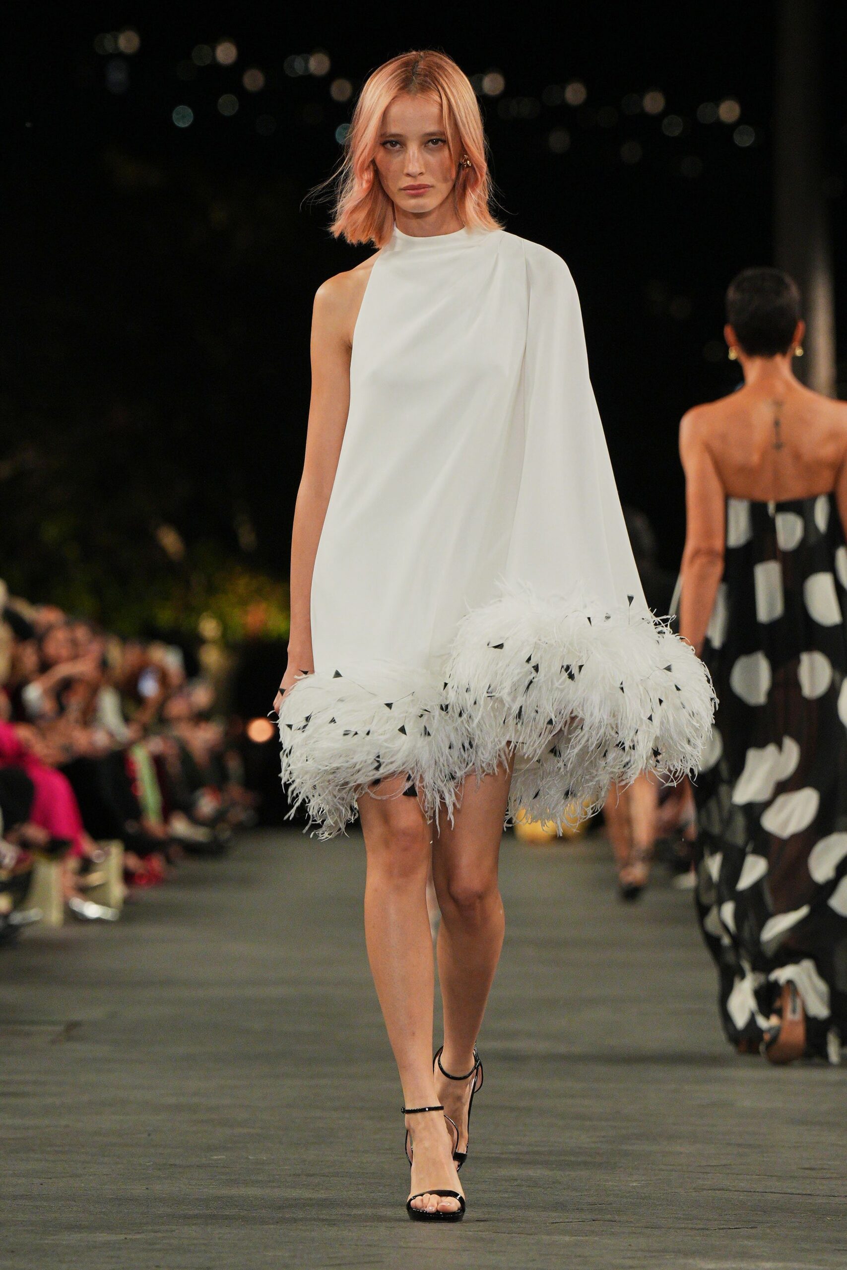 white feather mini dress